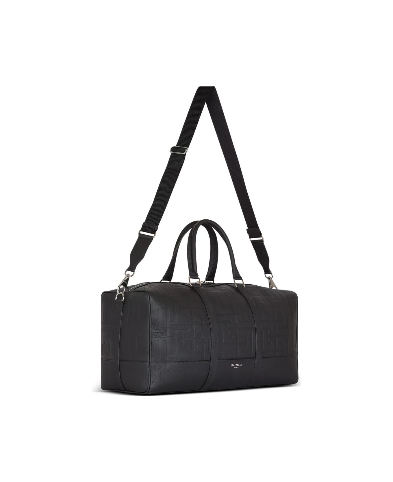 Balmain Black Monogrammed Travel Bag - Opa Noir