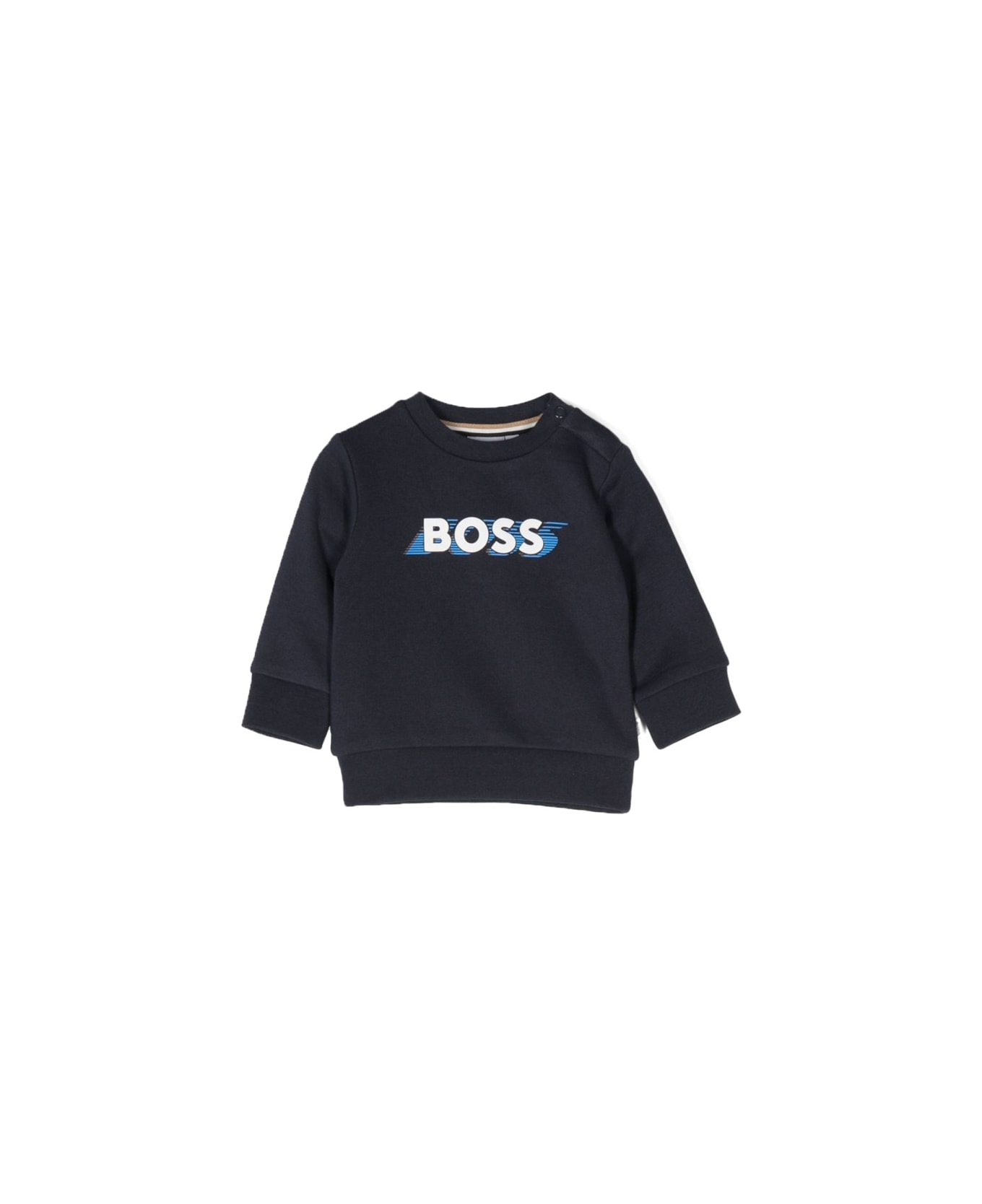Hugo Boss Logo Crewneck Sweatshirt - BLUE ニットウェア＆スウェットシャツ