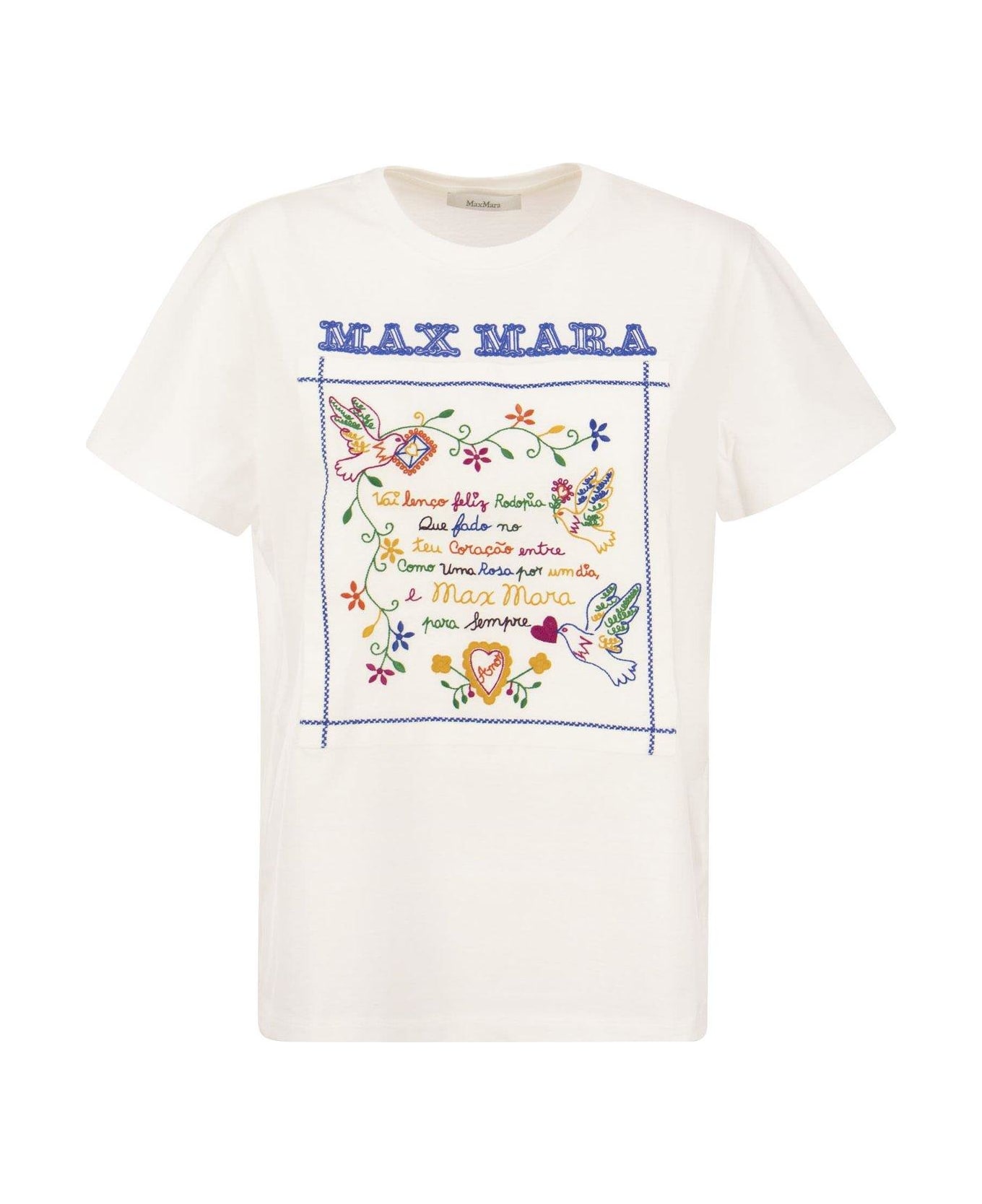 Max Mara Graphic Detailed Crewneck T-shirt - Bianco