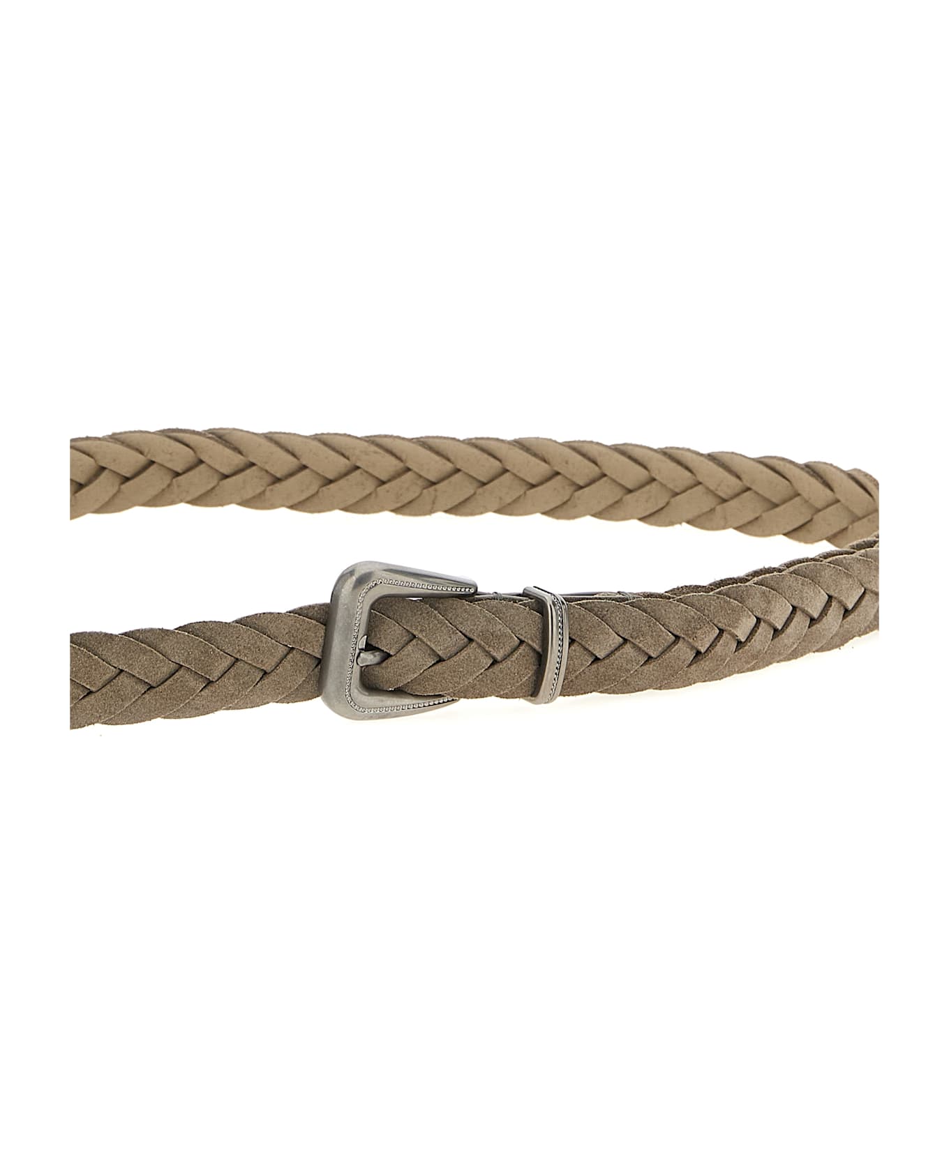 Brunello Cucinelli Monile Buckle Woven Belt - Gray