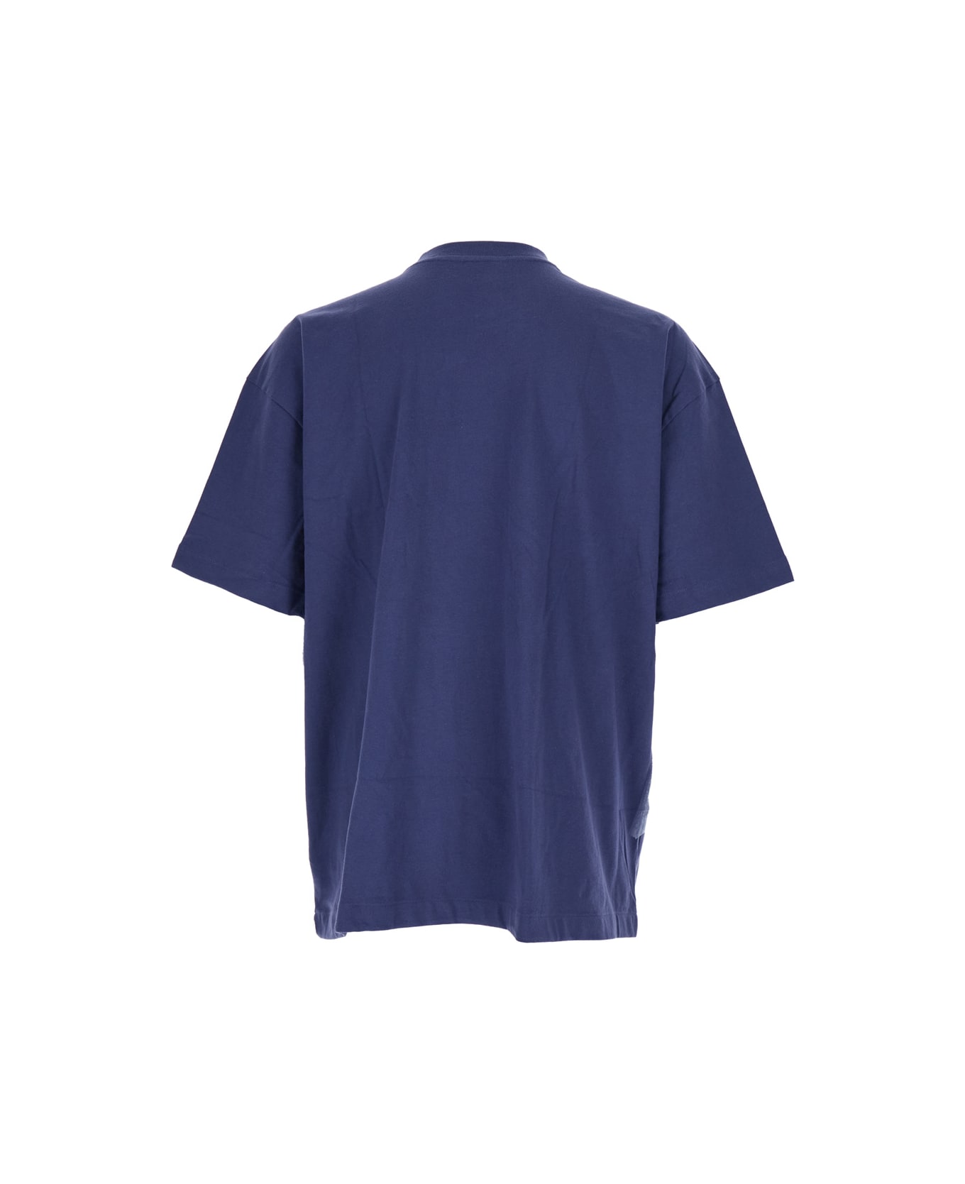 The North Face Blue Crewneck T-shirt With Logo Patch On The Front In Cotton Man - Blu