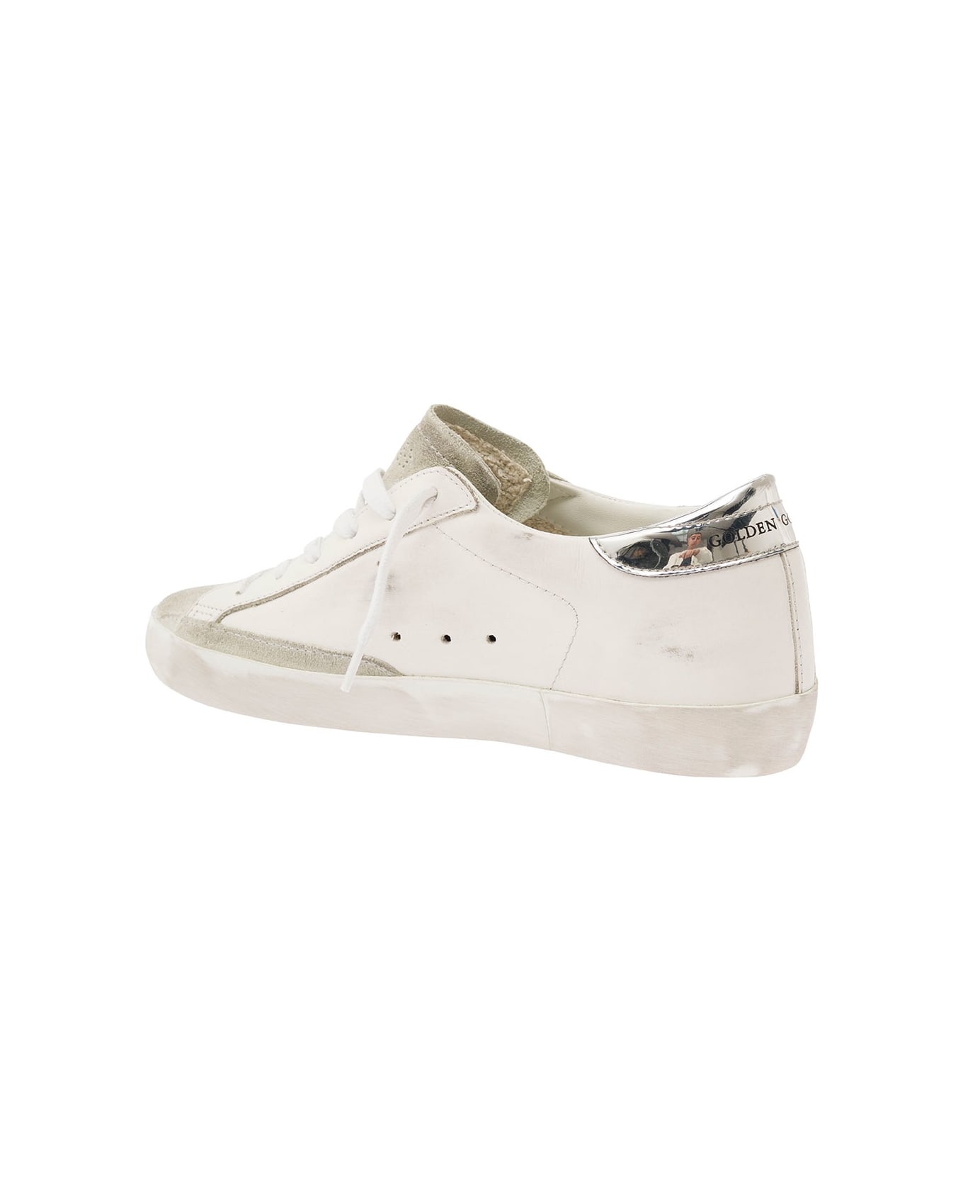 Golden Goose 'superstar' White Low Top Sneakers With Glitter Star In Leather And Suede Woman - White