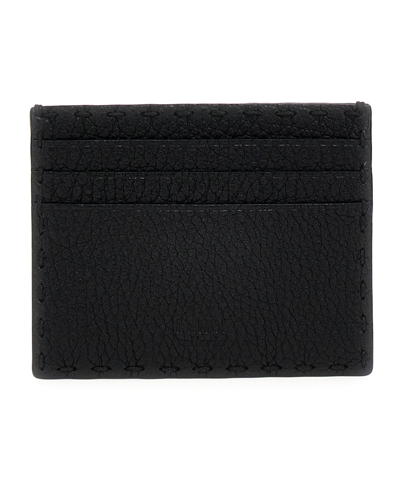 【関税＆送料込み】Fendi Rome Card Case Accessories Fendi Roma Black Calfskin Leather Embossed Logo Card Case