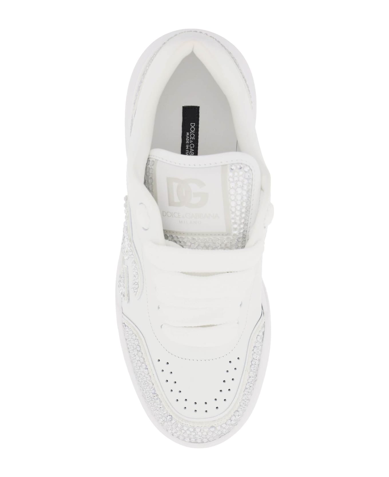 Dolce & Gabbana New Roma Embellished Sneakers - Bianco/bianco