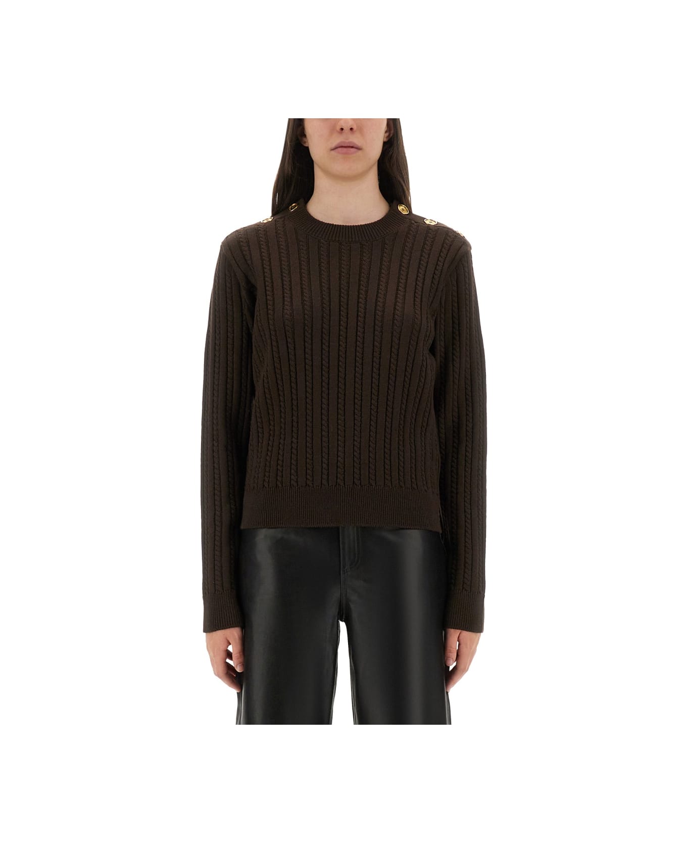 Golden Goose Wool Sweater With Button Detail - BROWN