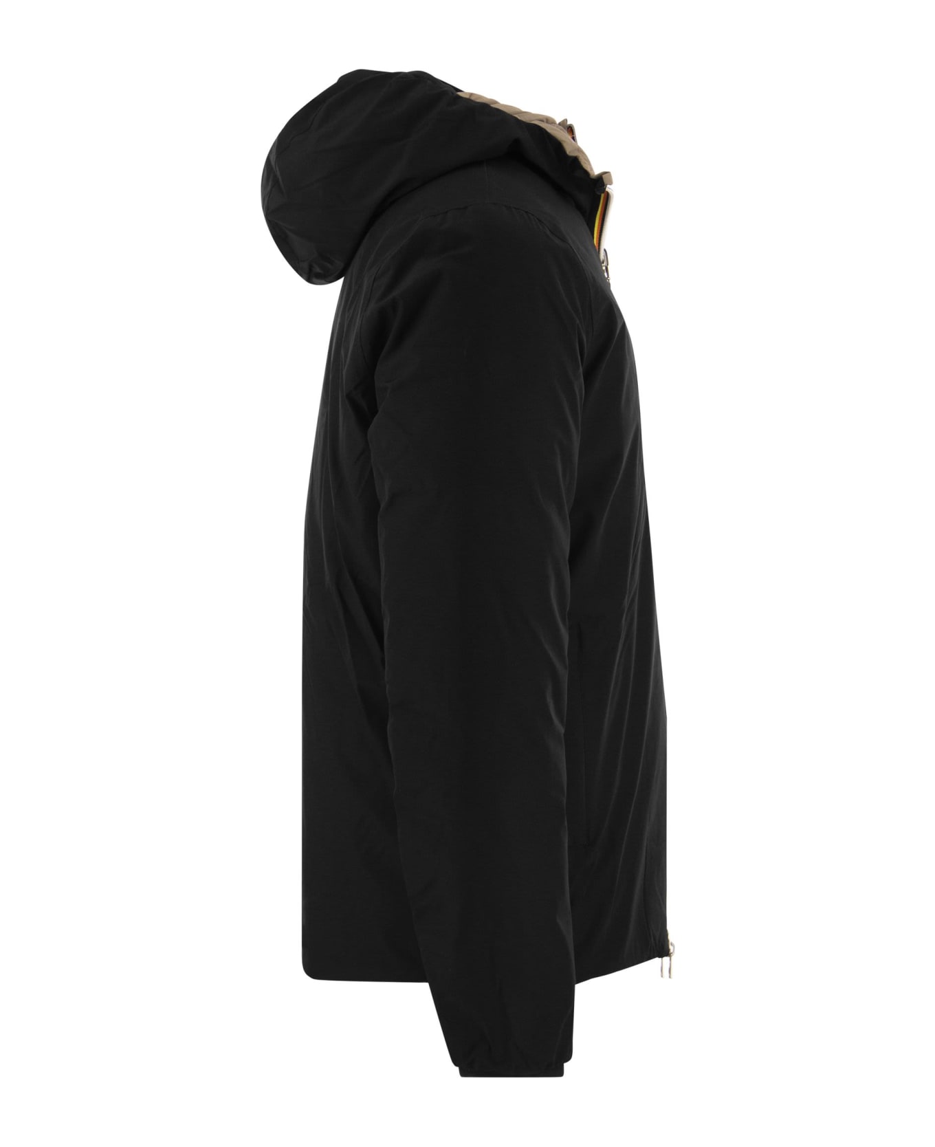 K-Way Jack - Reversible Hooded Down Jacket Jacket - BLACK/BEIGE