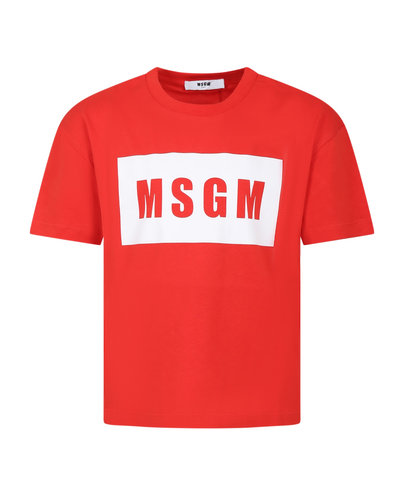 MSGM Red T-shirt For Kids With Logo - Red