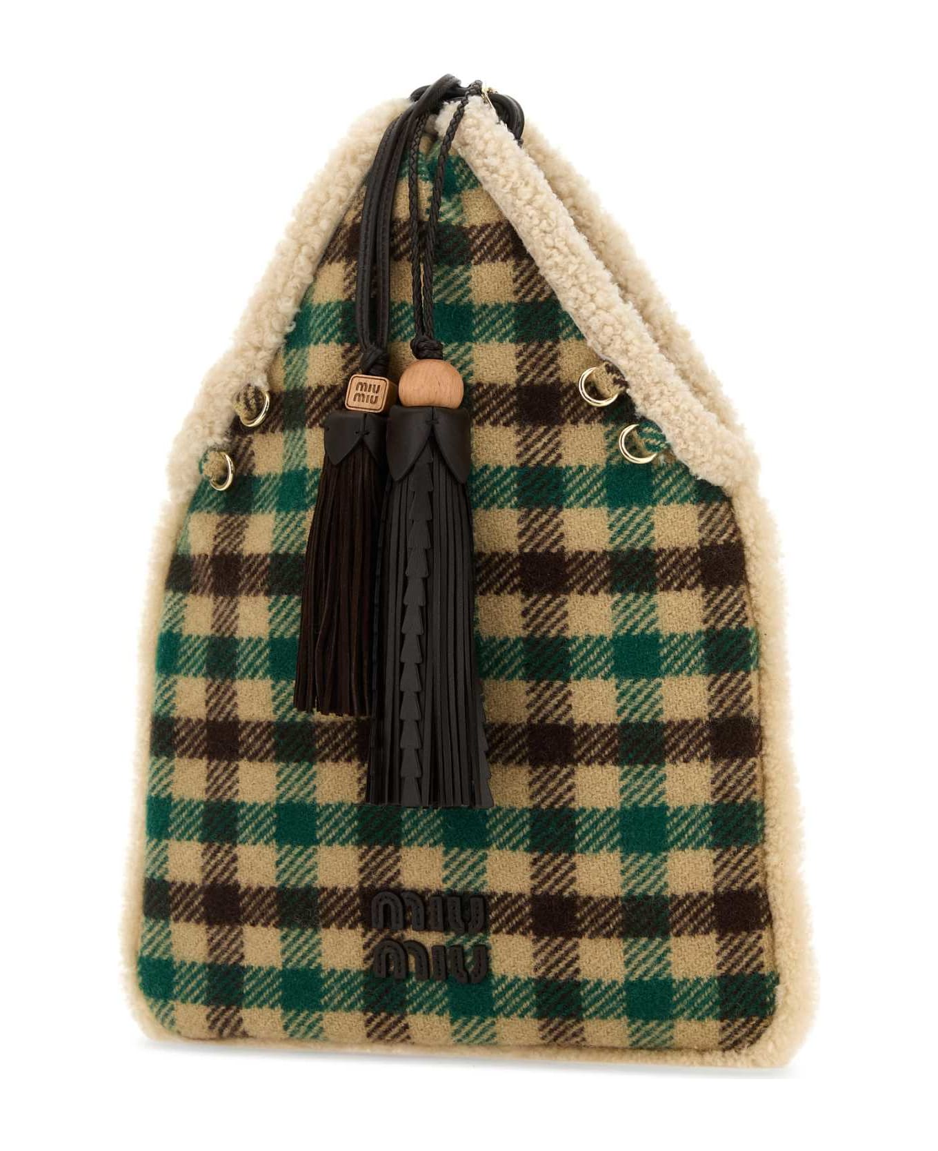 Miu Miu Embroidered Fabric Handbag - CAMMELLOVERDE