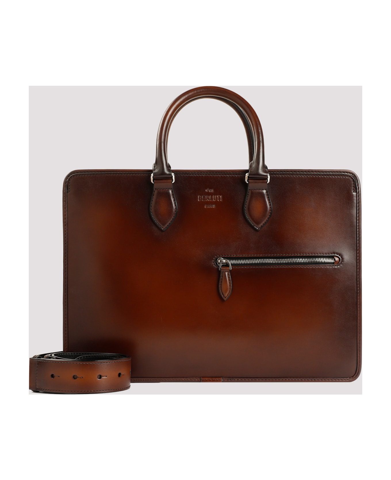 Berluti Neo Venezia Leather Handbag - Cacao Intenso