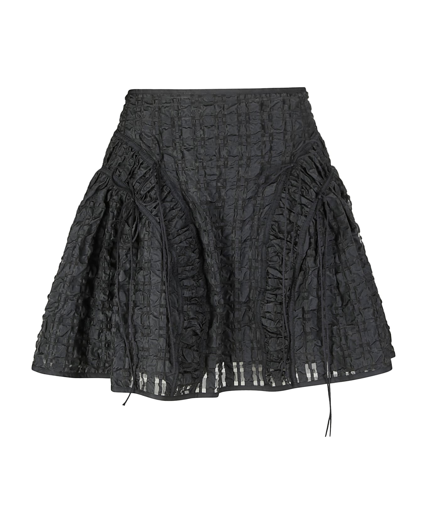 Cecilie Bahnsen Oda Skirt Check Seersucker Black - BLACK