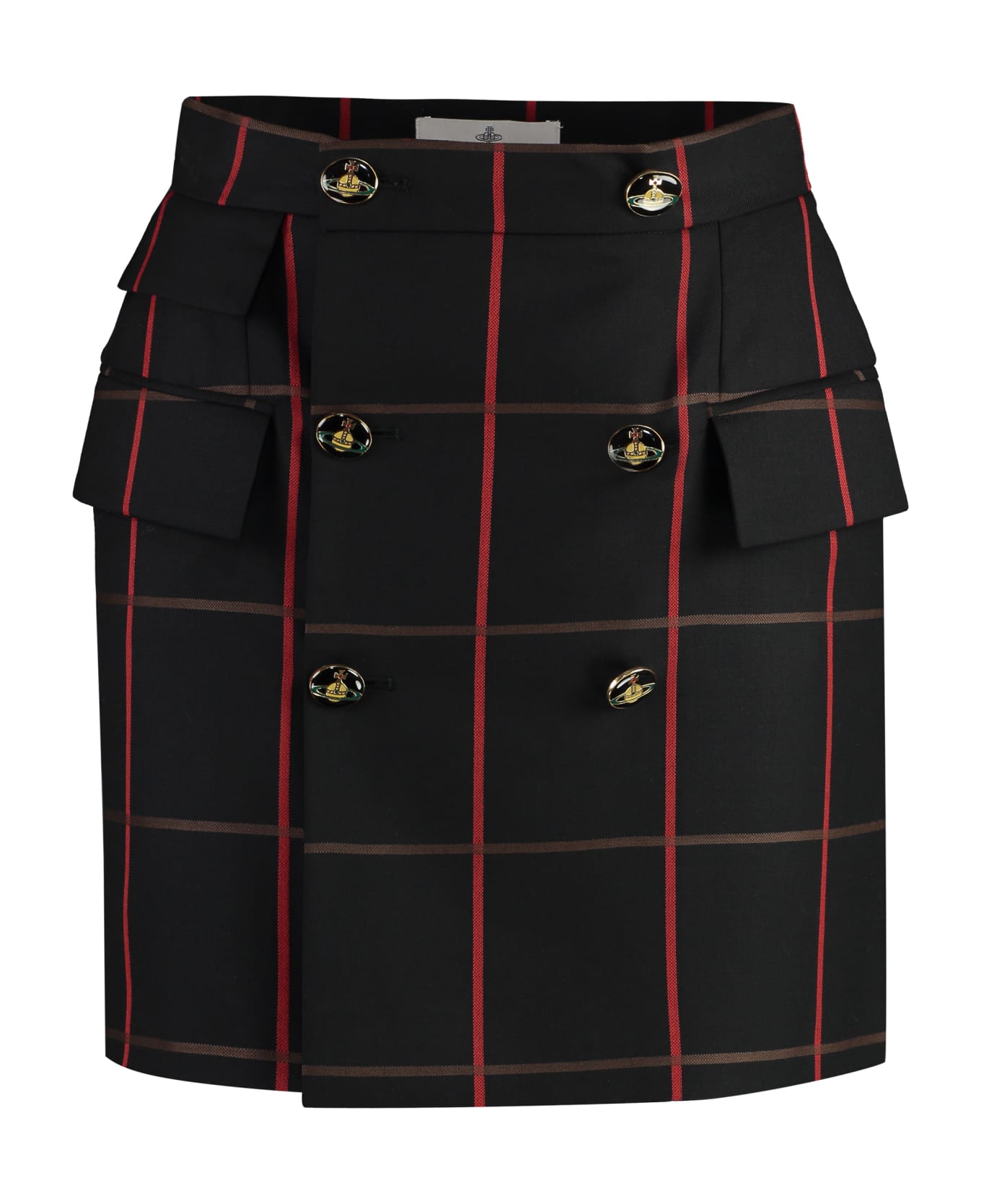 Vivienne Westwood Check Pattern Wool Skirt - black