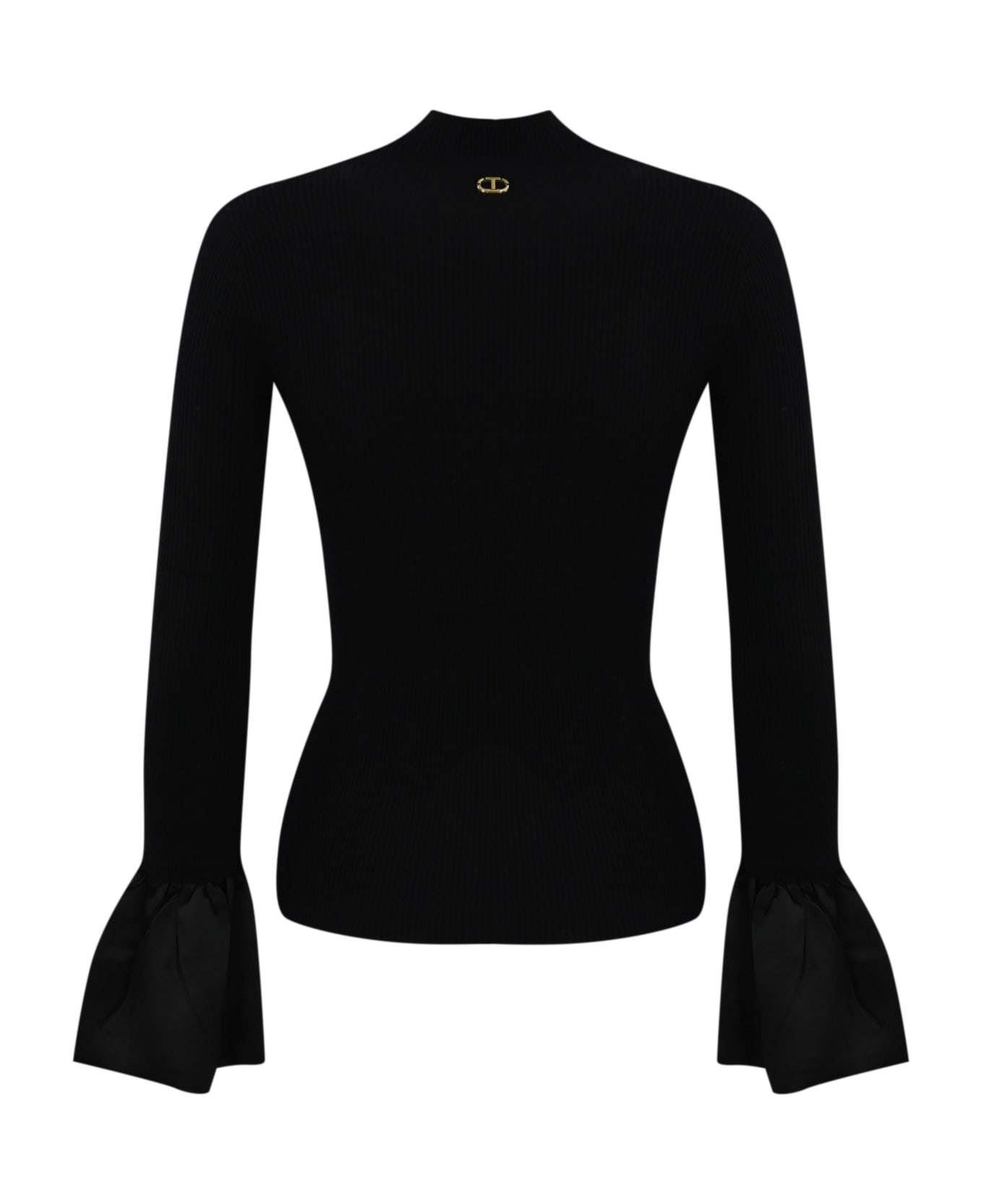 TwinSet Viscose Sweater With Ruffles - Black