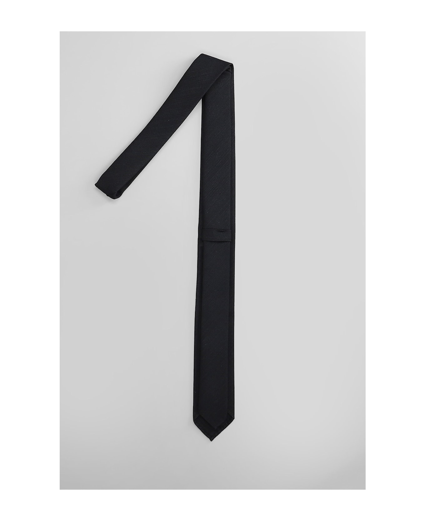 Lardini Tie In Black Silk - black