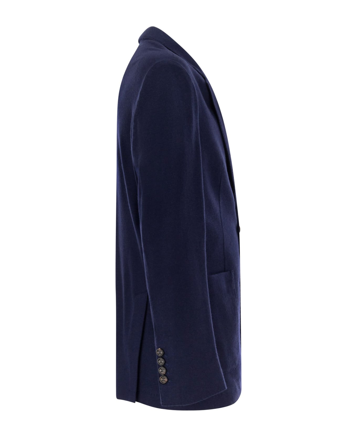 Brunello Cucinelli Cashmere Jersey Blazer With Patch Pockets - Cobalt