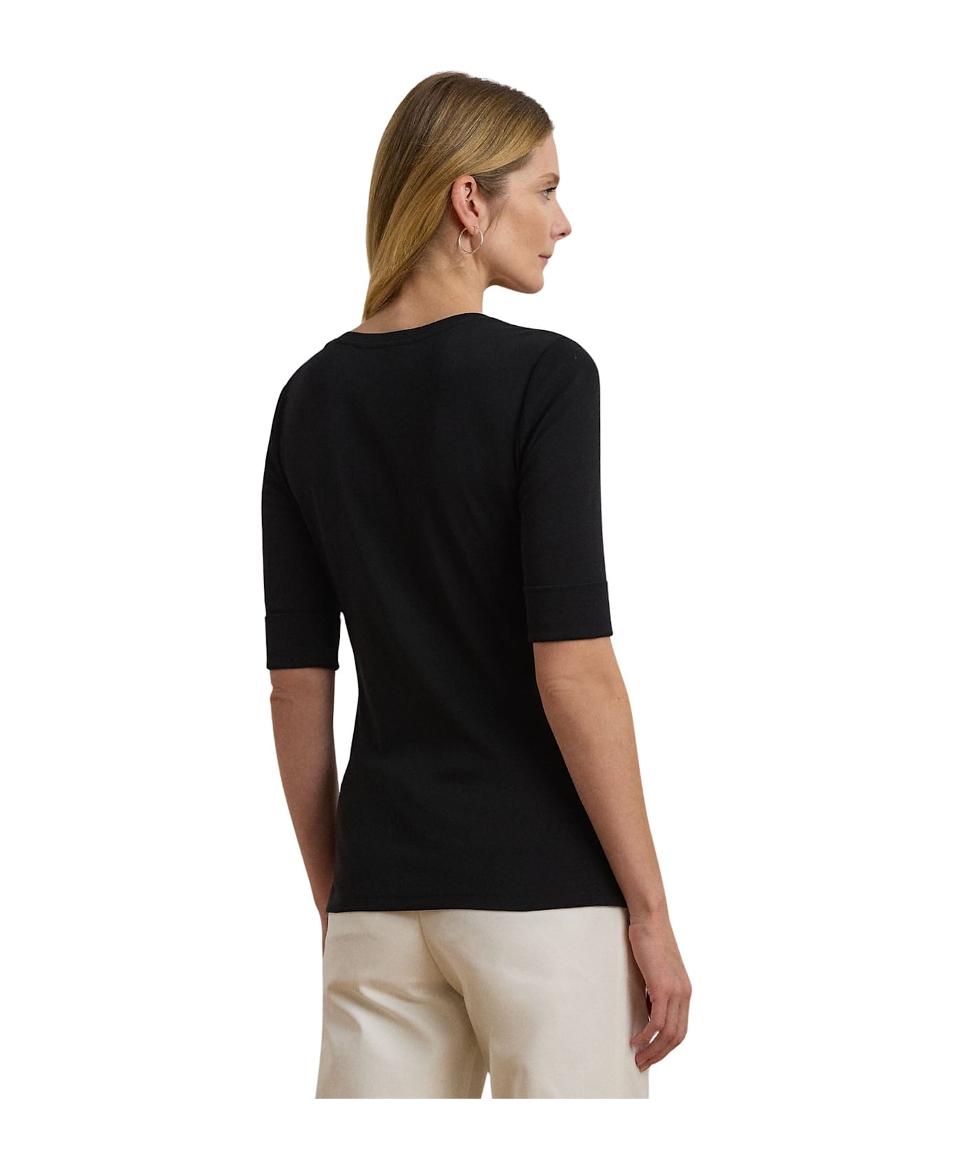 Ralph Lauren V Judy Elbow Sleeve Knit - Black