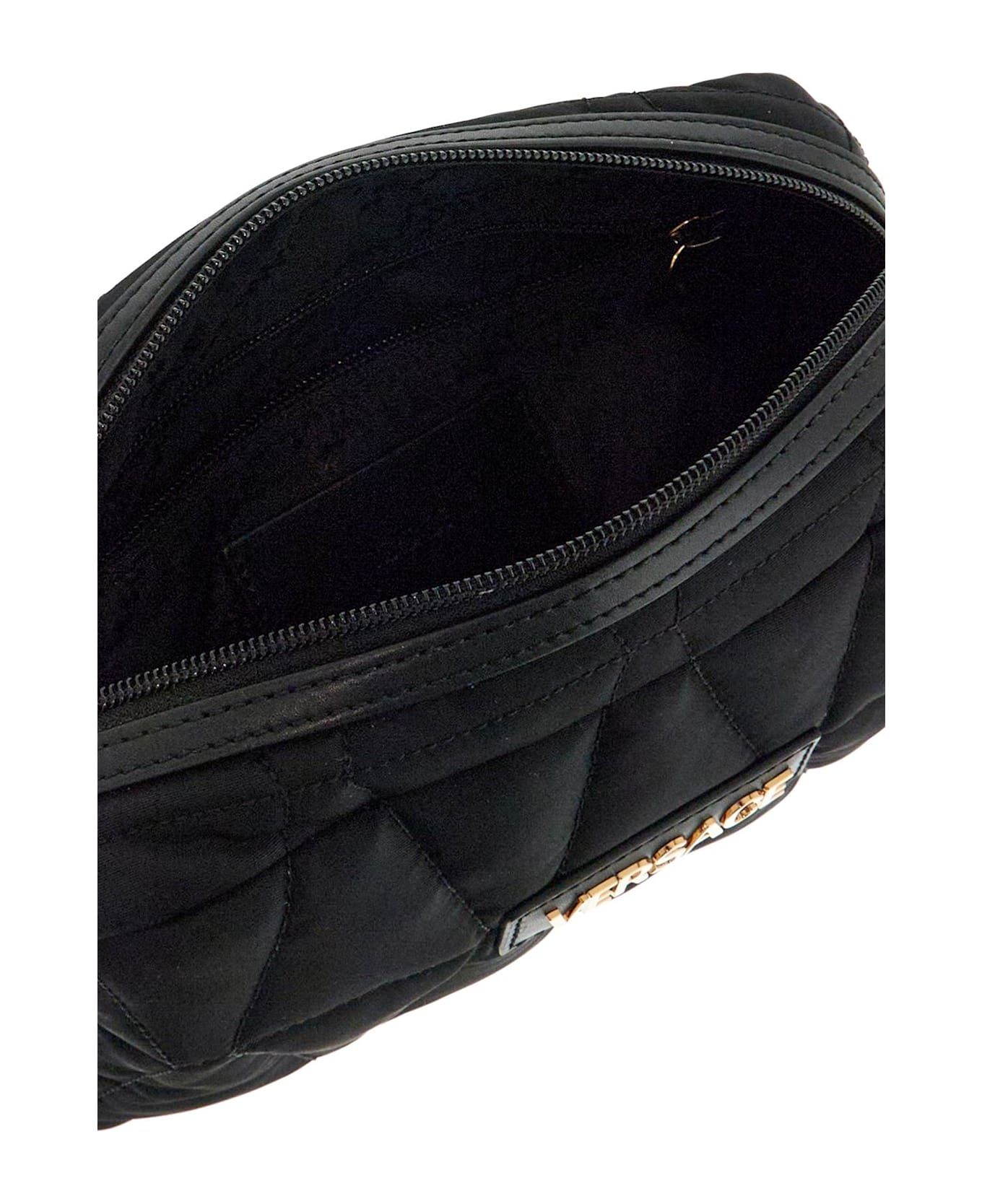Versace Quilted Nylon Camera Bag With - BLACK-VERSACE GOLD (Black)