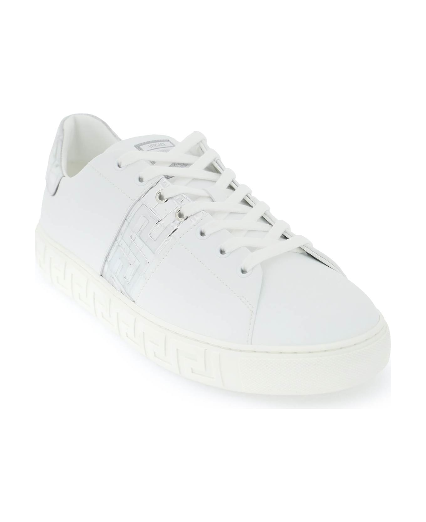 Versace Greek Pattern Sneakers - WHITE SILVER PALLADIUM (Silver)