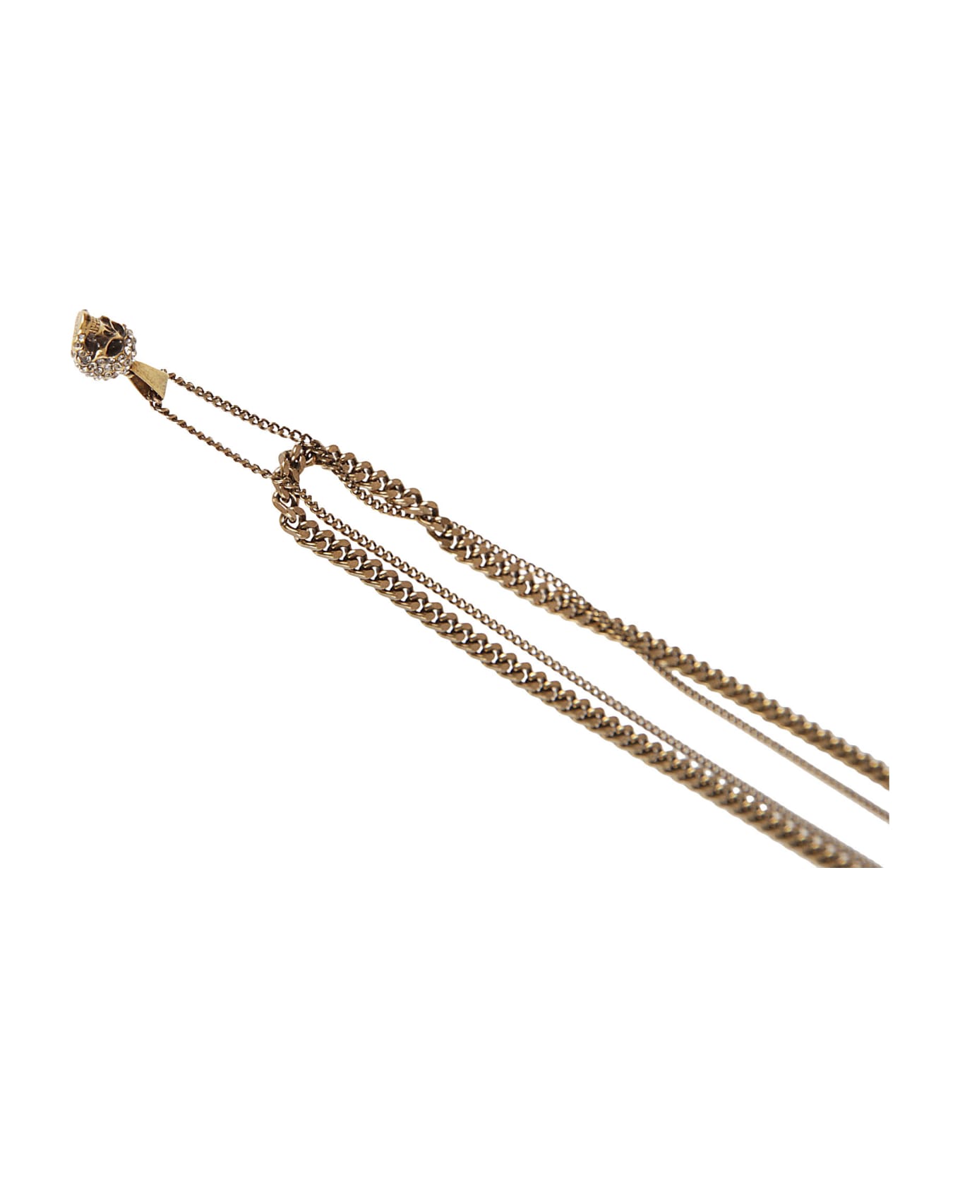 Alexander McQueen Pave Double Chain Necklace - Greige
