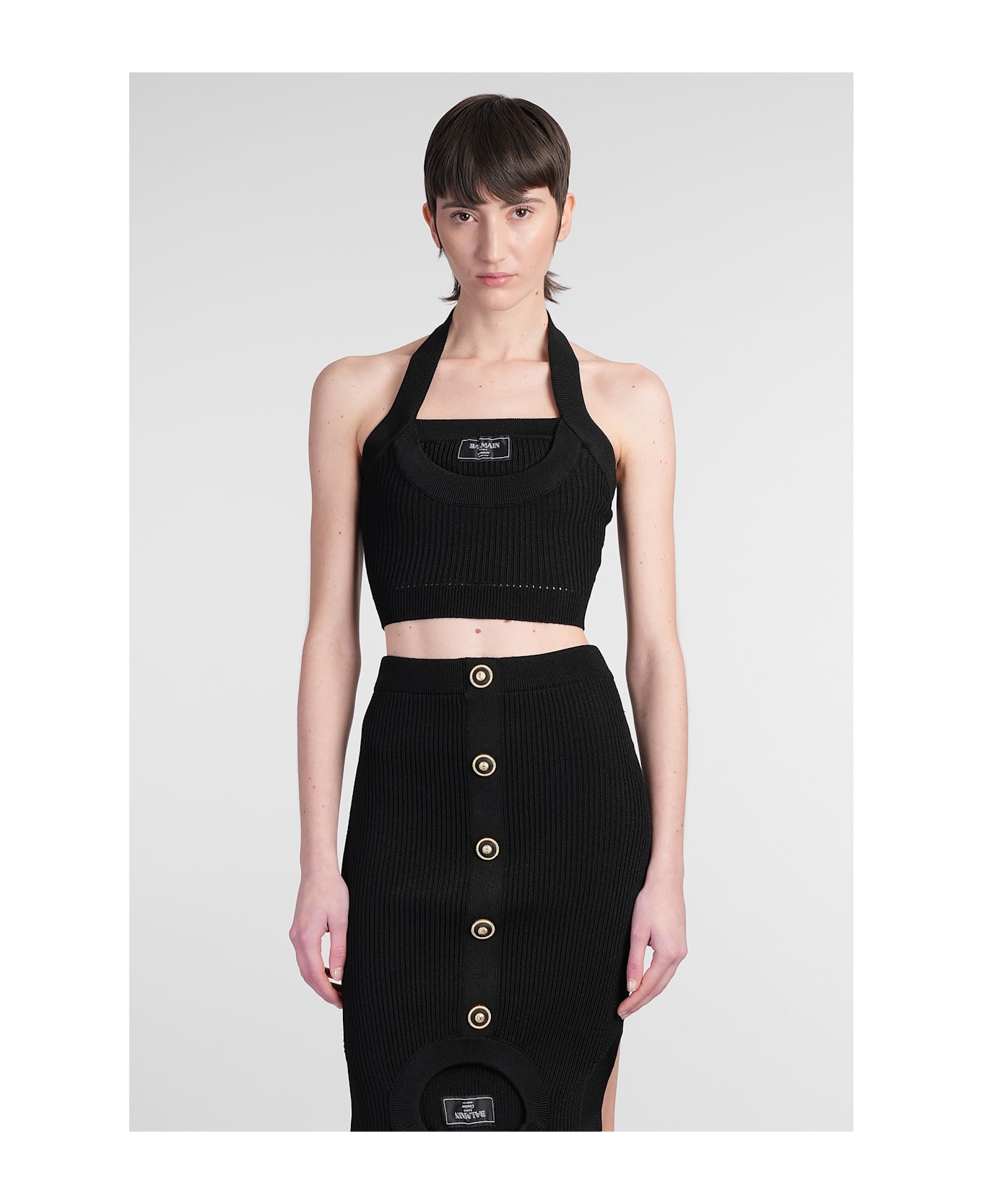Balmain Topwear In Black Viscose - black