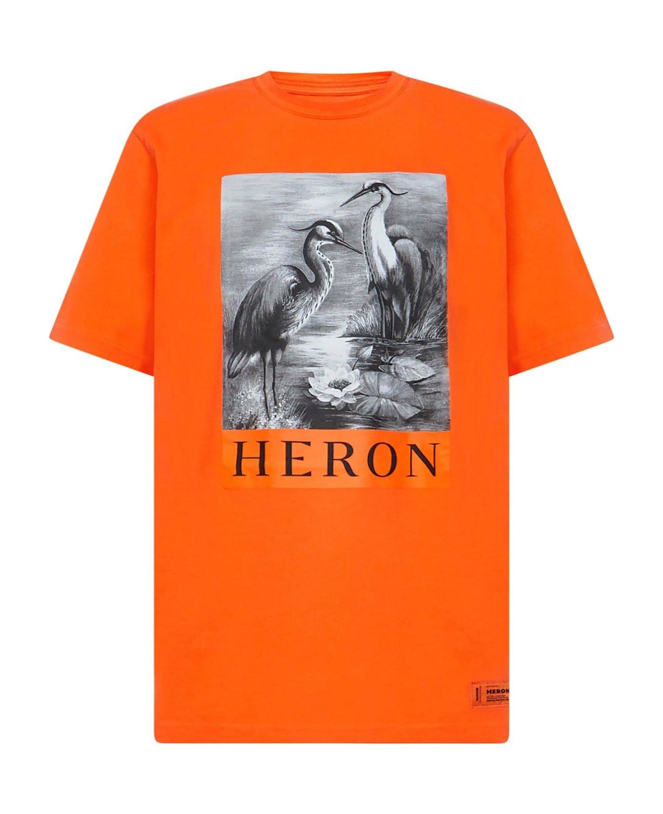HERON PRESTON Logo Printed Crewneck T-shirt - Coral