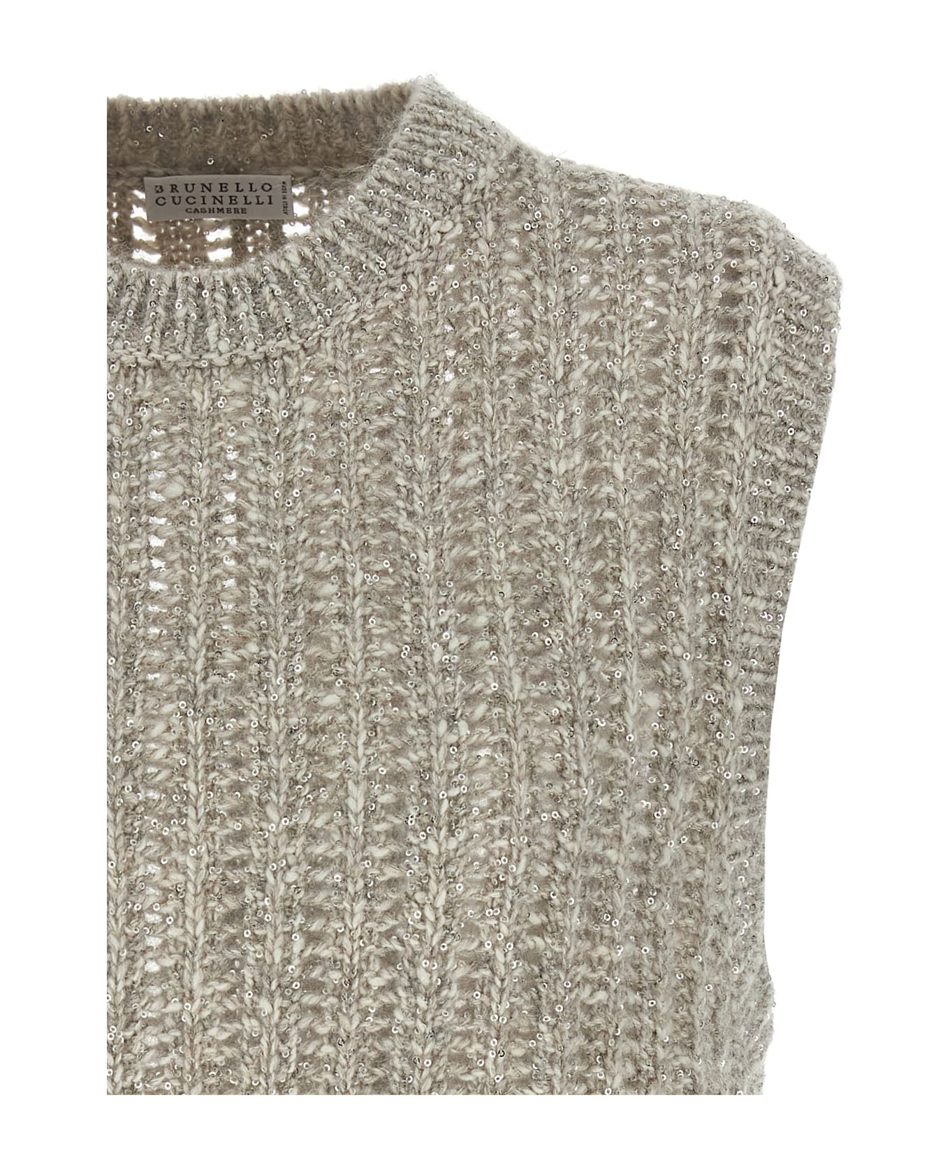 Brunello Cucinelli 
rustic Dazzling Net
 Vest - Gray