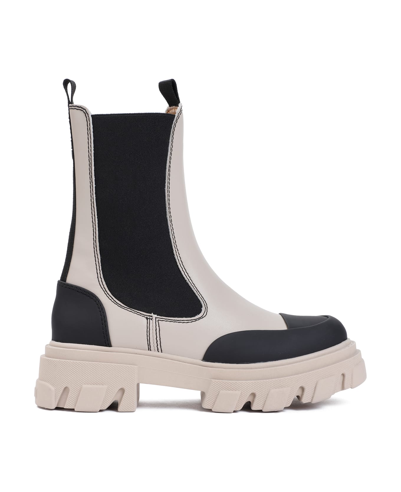 Ganni Cleated Mid Chelsea Boots - Beige