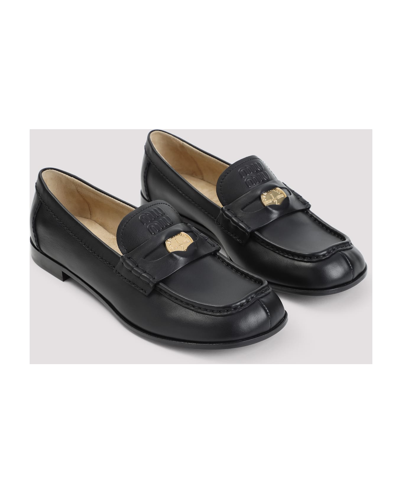 Miu Miu Nappa Calf Leather Loafers - Nero