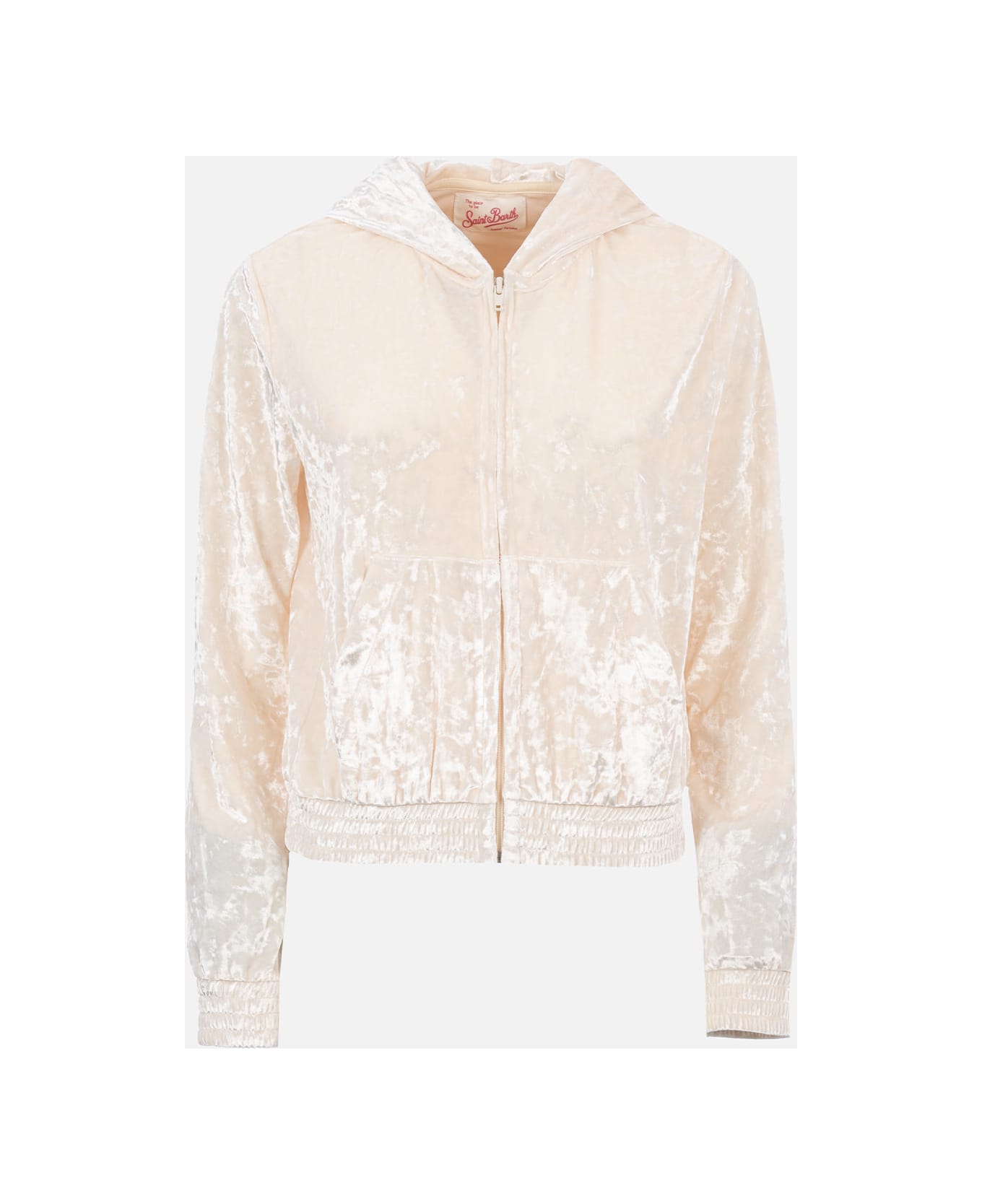 MC2 Saint Barth Woman Chenille Zipped Hoodie Jasmine - WHITE