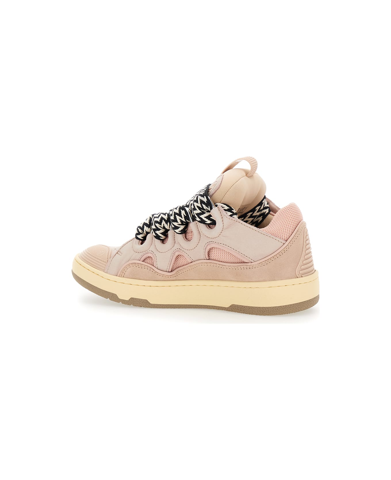 Lanvin 'curb' Pink Sneakers With White And Black Laces In Leather Pink Unisex - Pink