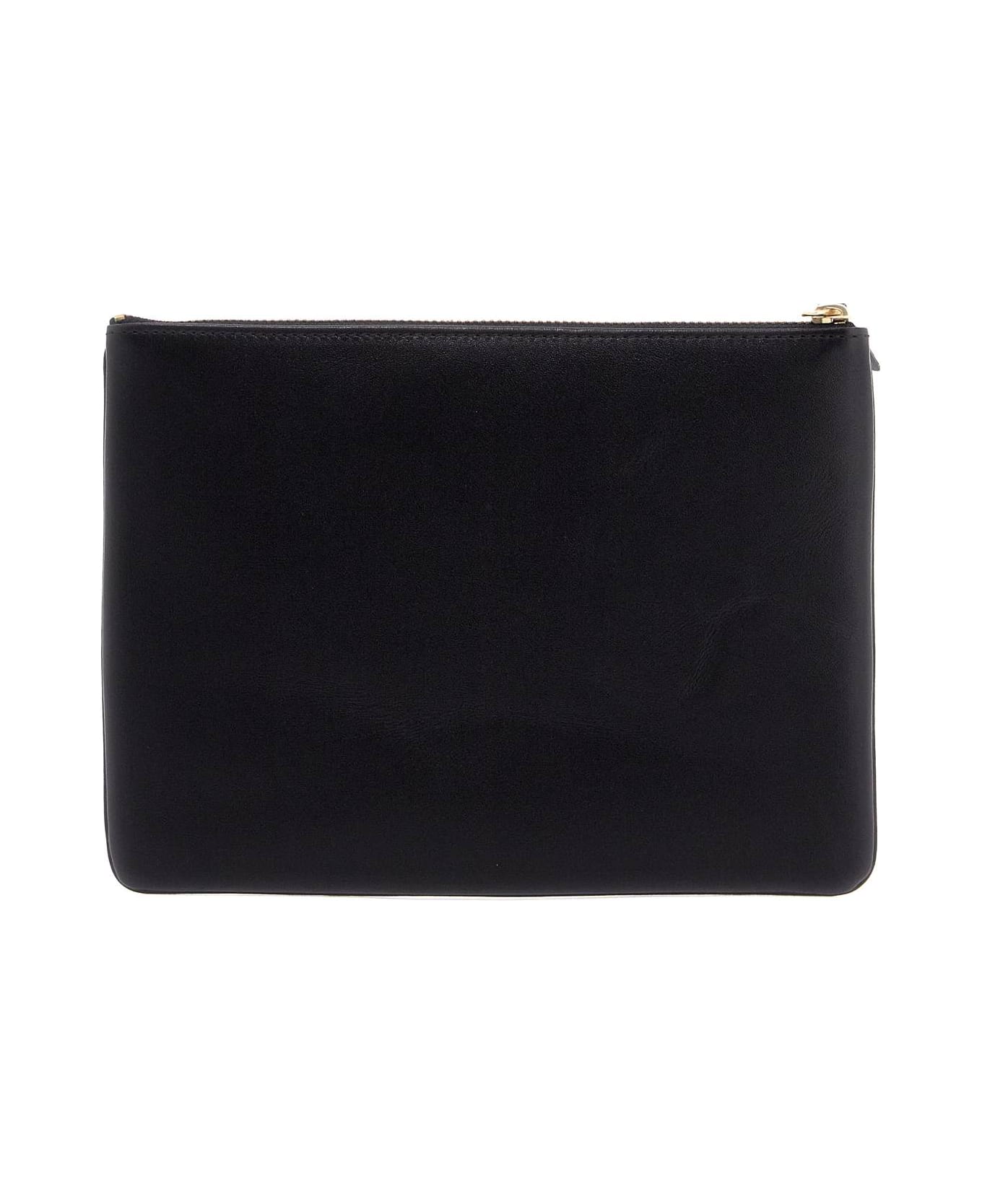 Comme des Garçons Wallet Smooth Leather Pouch In Seven Words - BLACK (Black)