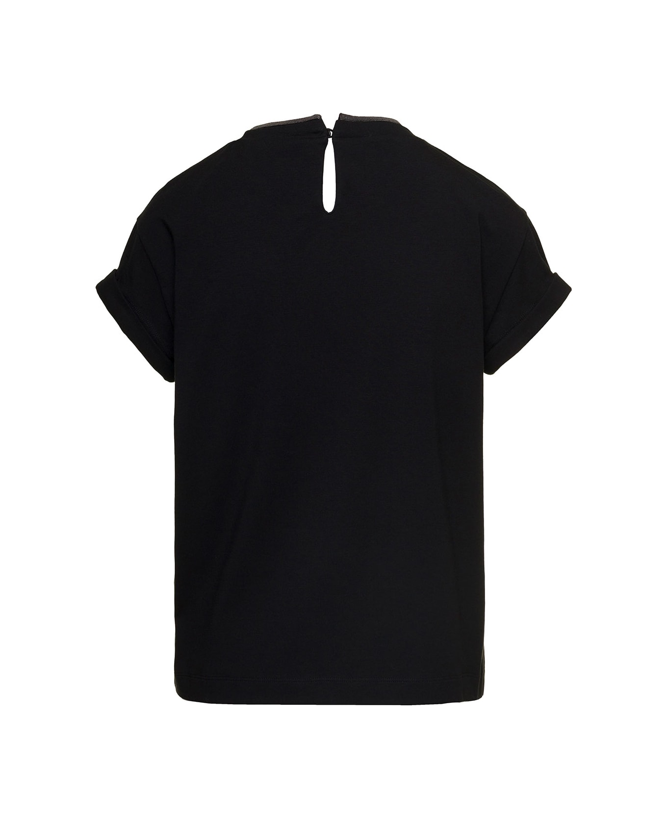 Brunello Cucinelli T-shirt With Monile Detail In Cotton - Black