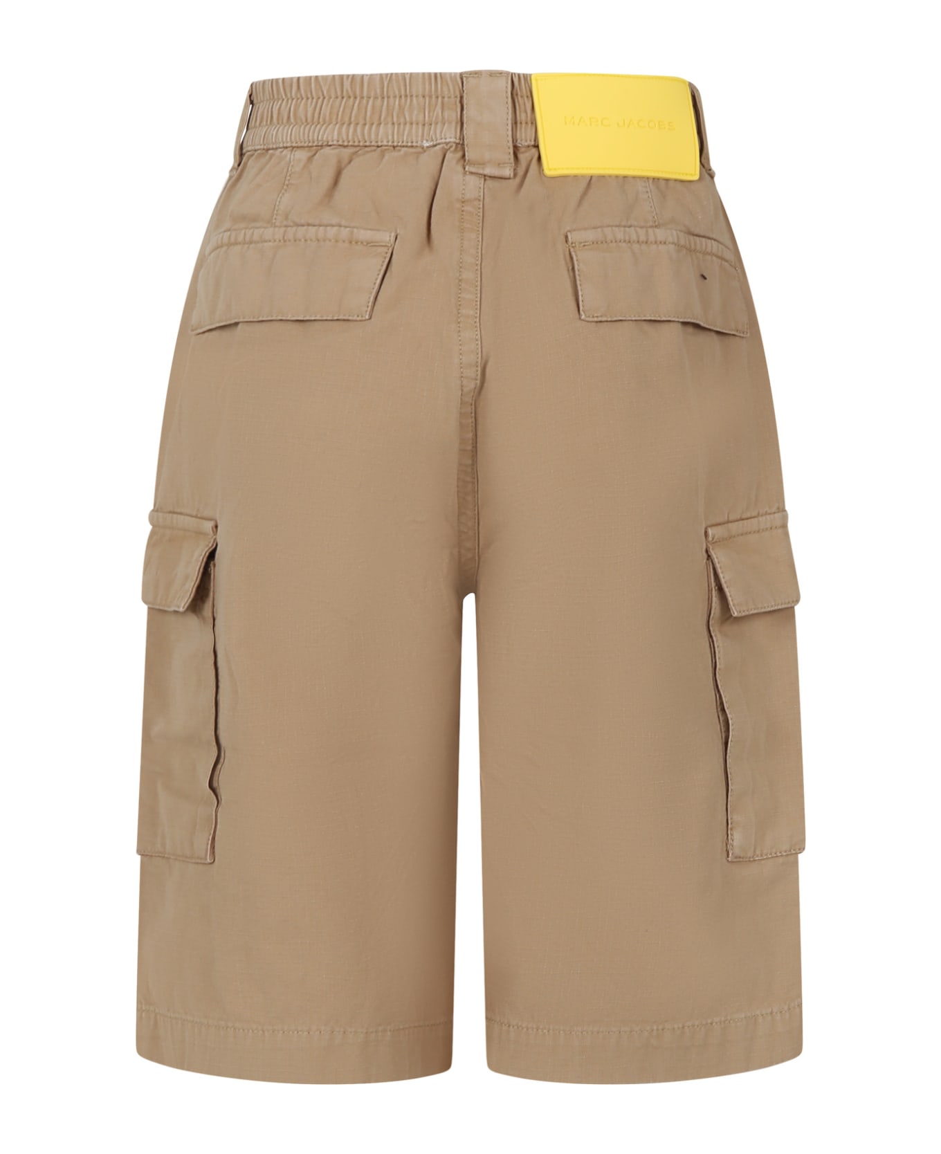 Little Marc Jacobs Beige Cargo Shorts For Boy With Logo - Beige Scuro