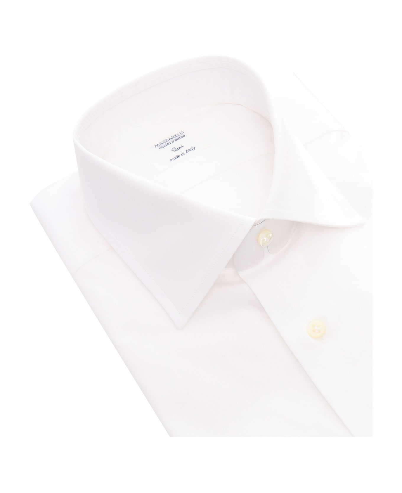 Mazzarelli White Cotton Slim Fit Shirt - WHITE