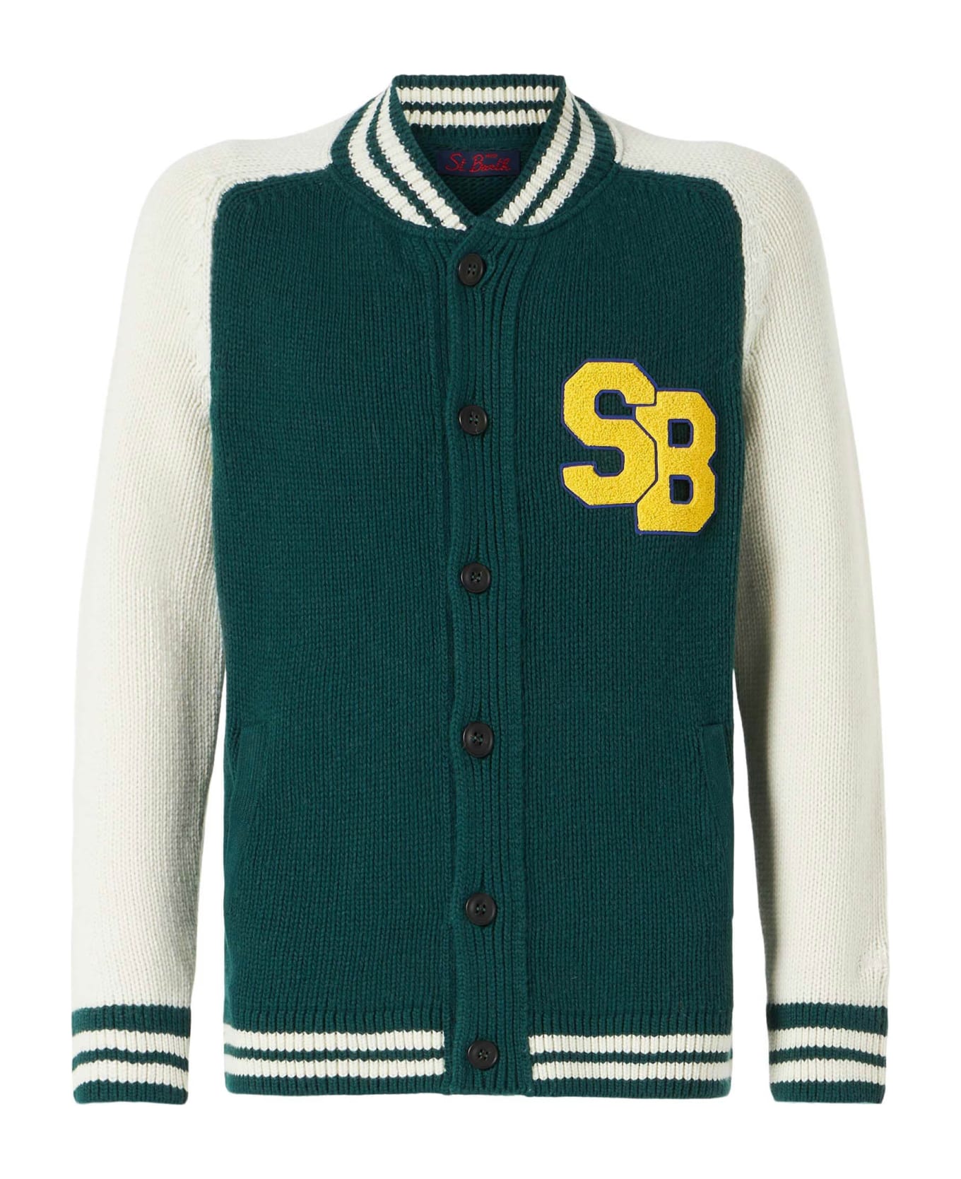 MC2 Saint Barth Green Knit Bomber College Style - GREEN