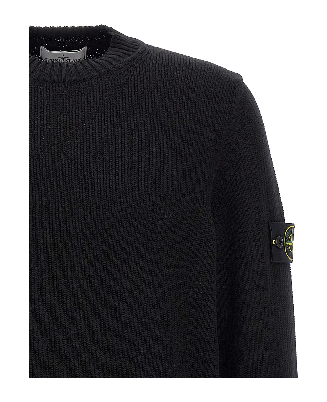 Stone Island Logo Badge Sweater - Black  
