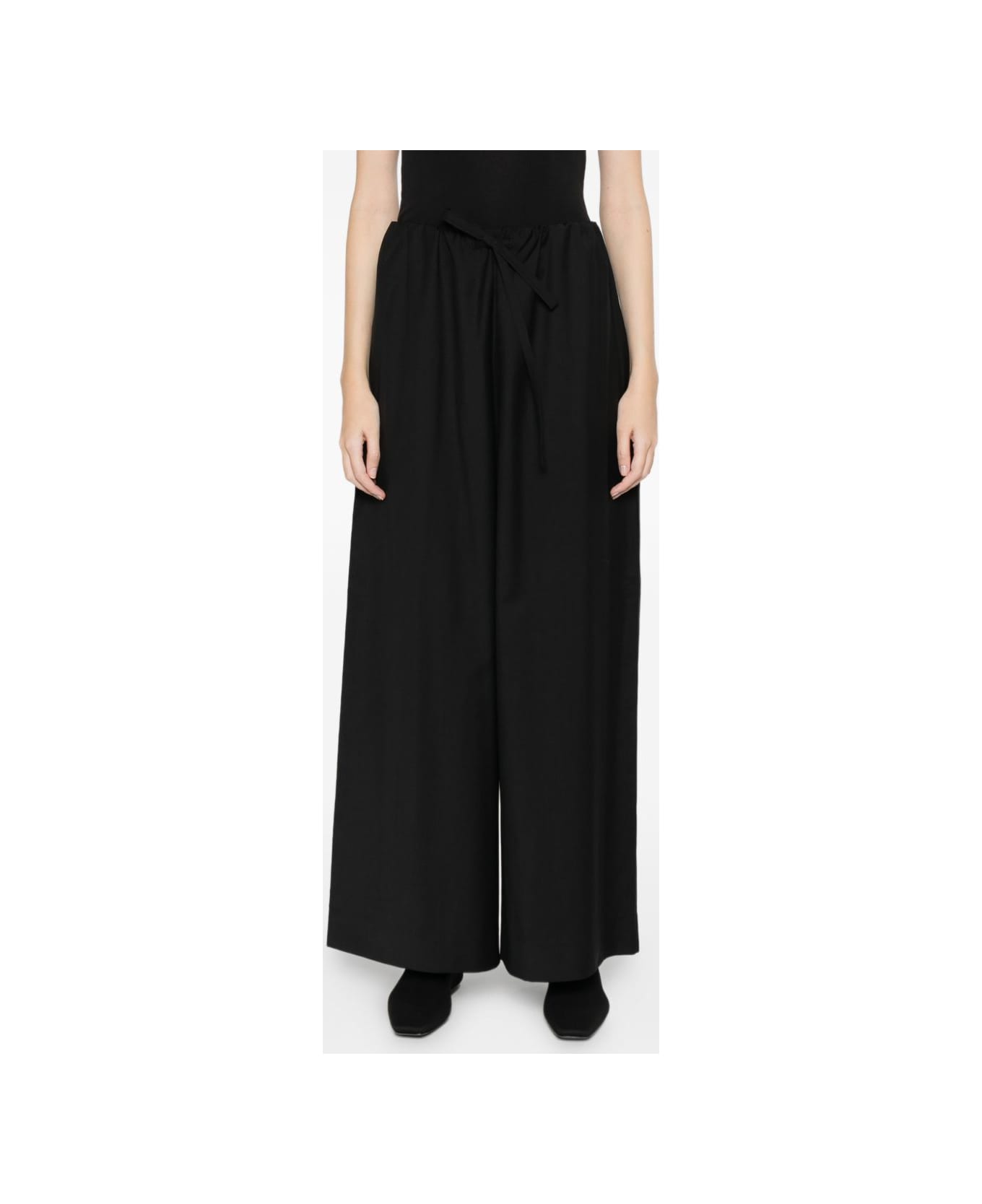 Totême Wool Drawstring Trousers - Black