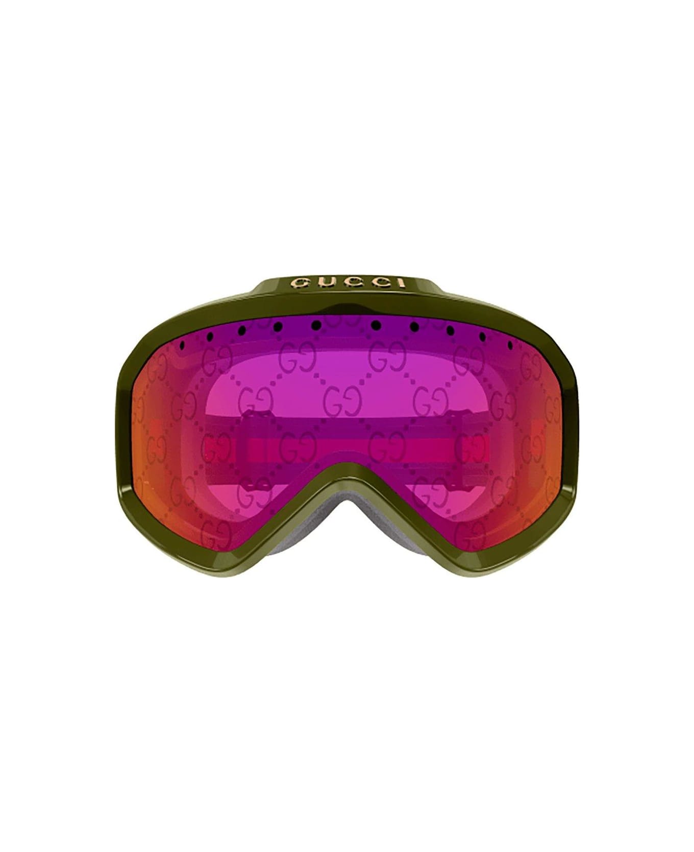 Gucci Eyewear Ski Oversized Frame Goggles - 003 green multicolor red サングラス