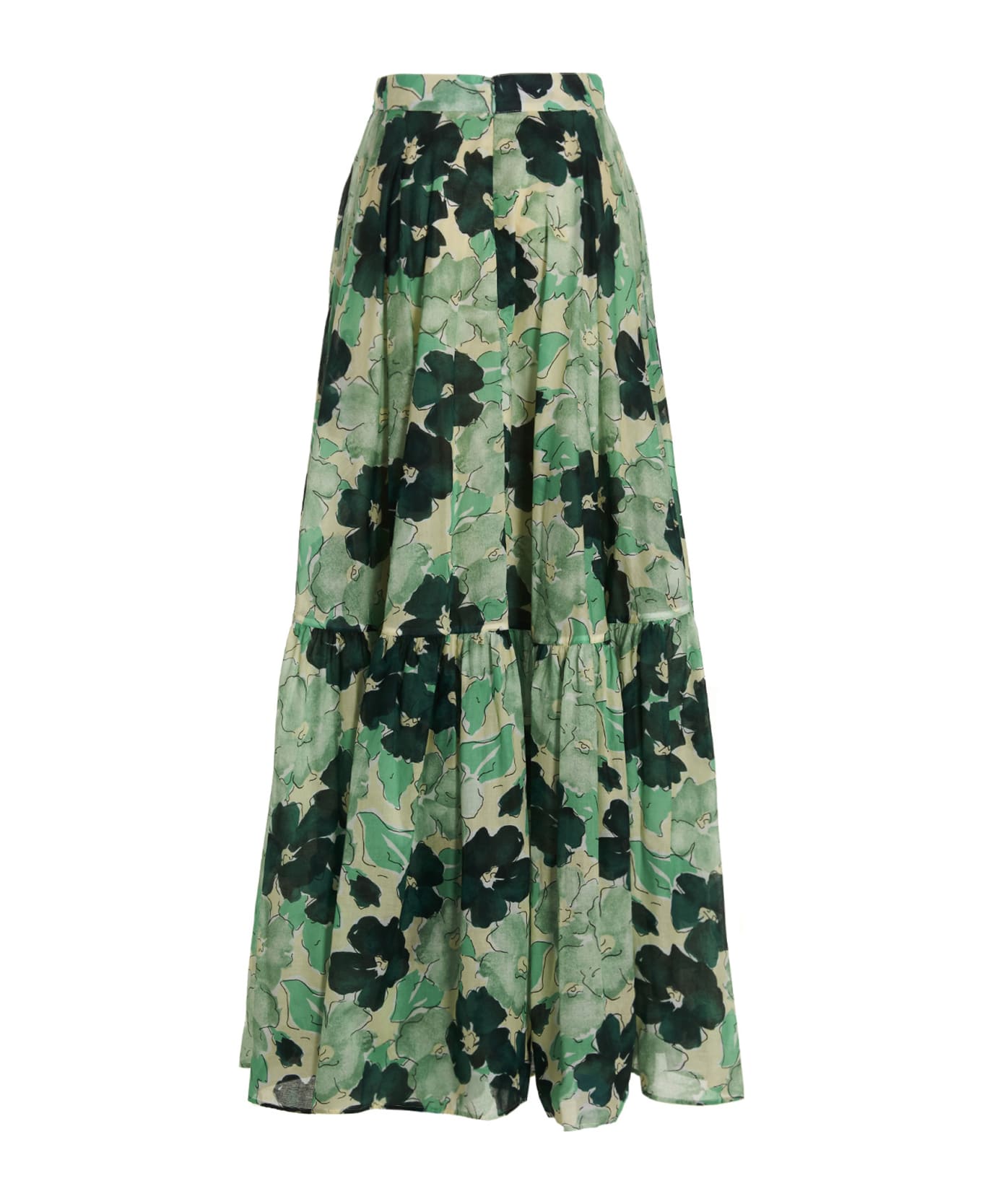 Plan C Flower Long Skirt - Menta Verde