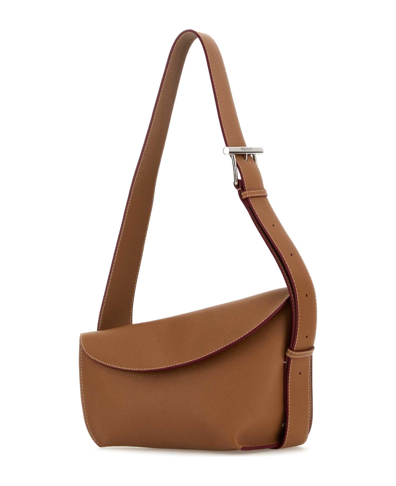 Alexander McQueen Caramel Large Sling T-bar Crossbody Bag - PECANSILVER