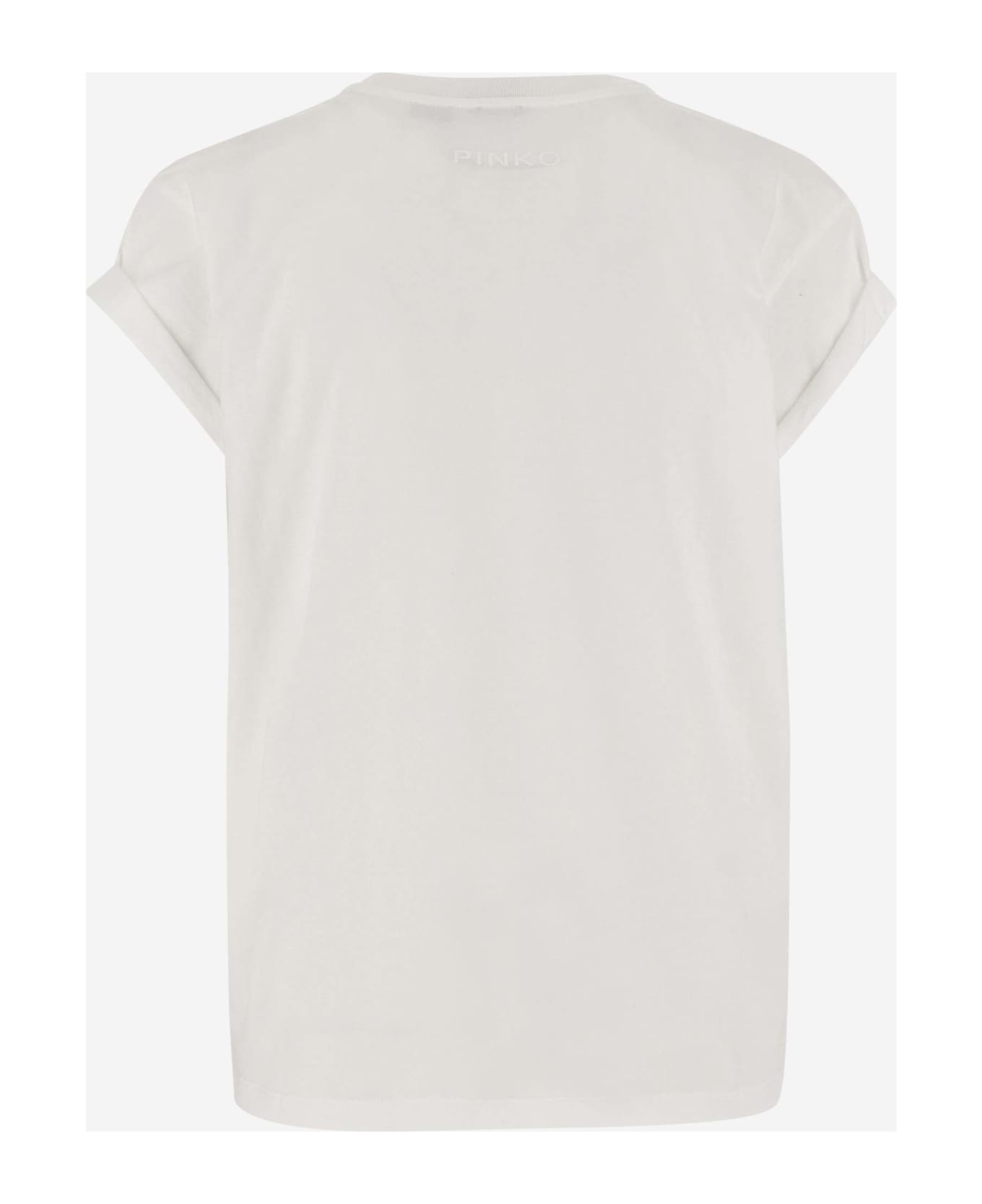 Pinko Love Print Cotton T-shirt - White Tシャツ