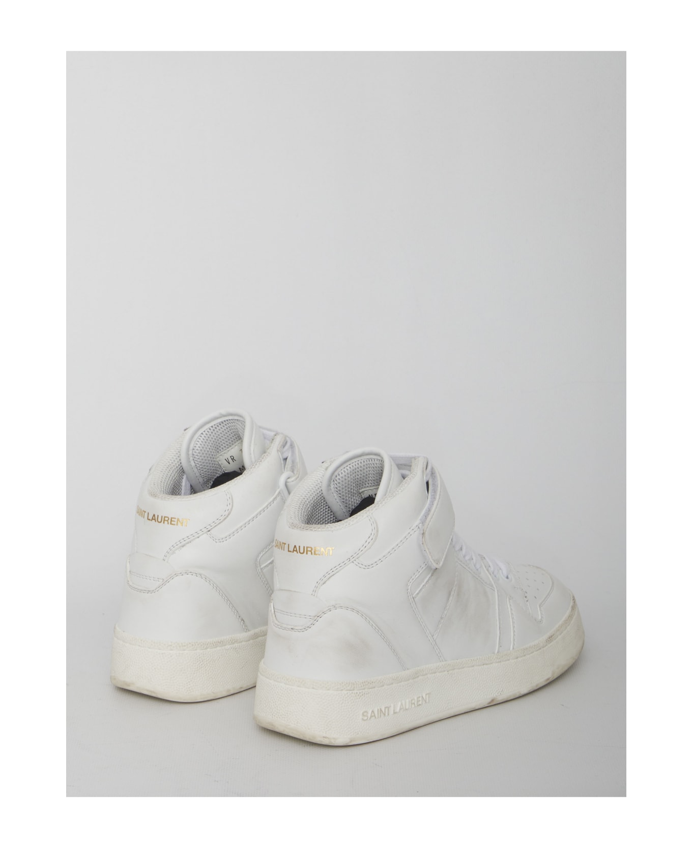 Saint Laurent Lax Sneakers In Washed-out Effect Leather - WHITE