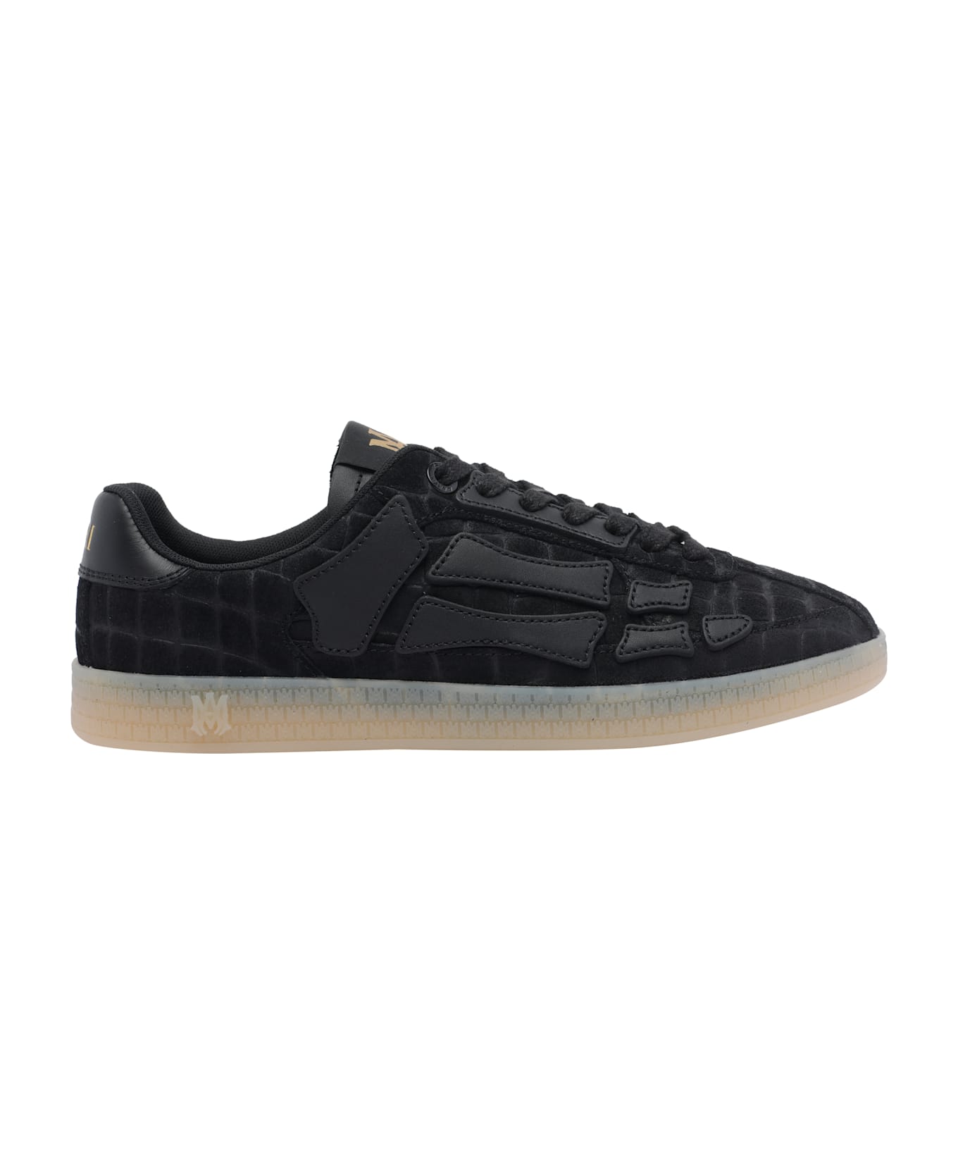 AMIRI Croc Debossed Pacific Bones Sneakers - Black