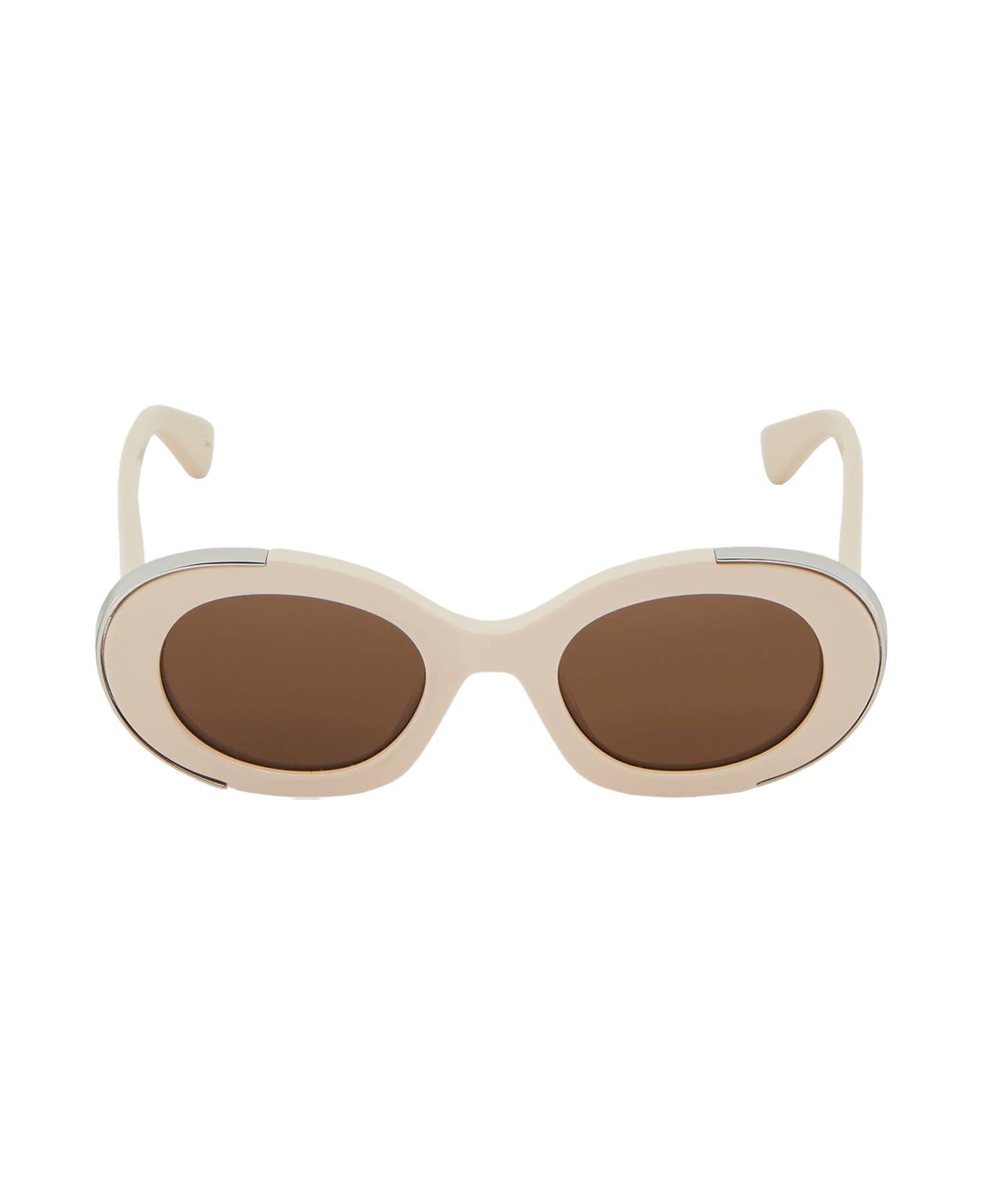Alexander McQueen Oval The Grip Sunglasses In Ivory/brown - Brown
