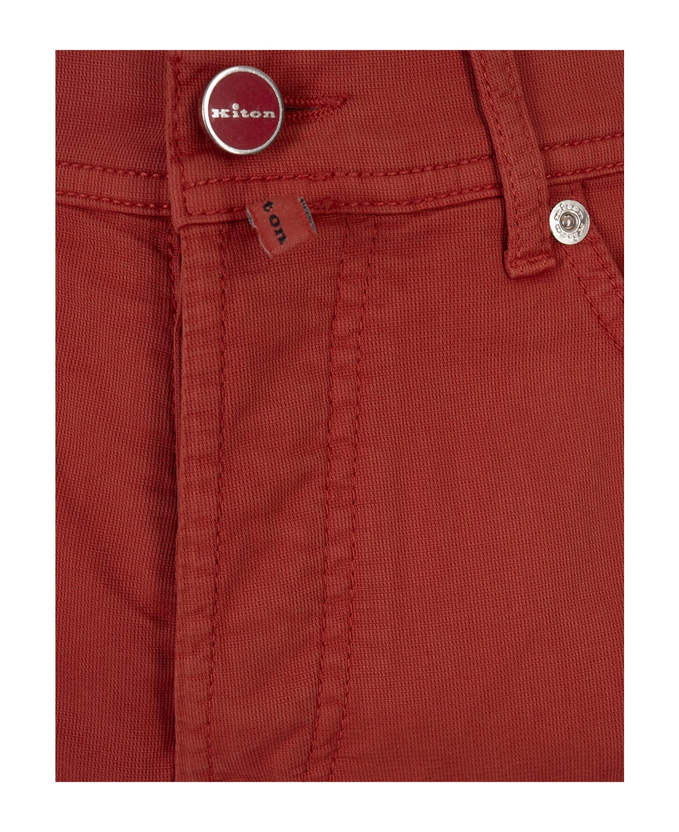 Kiton Red 5 Pocket Straight Leg Trousers - Red