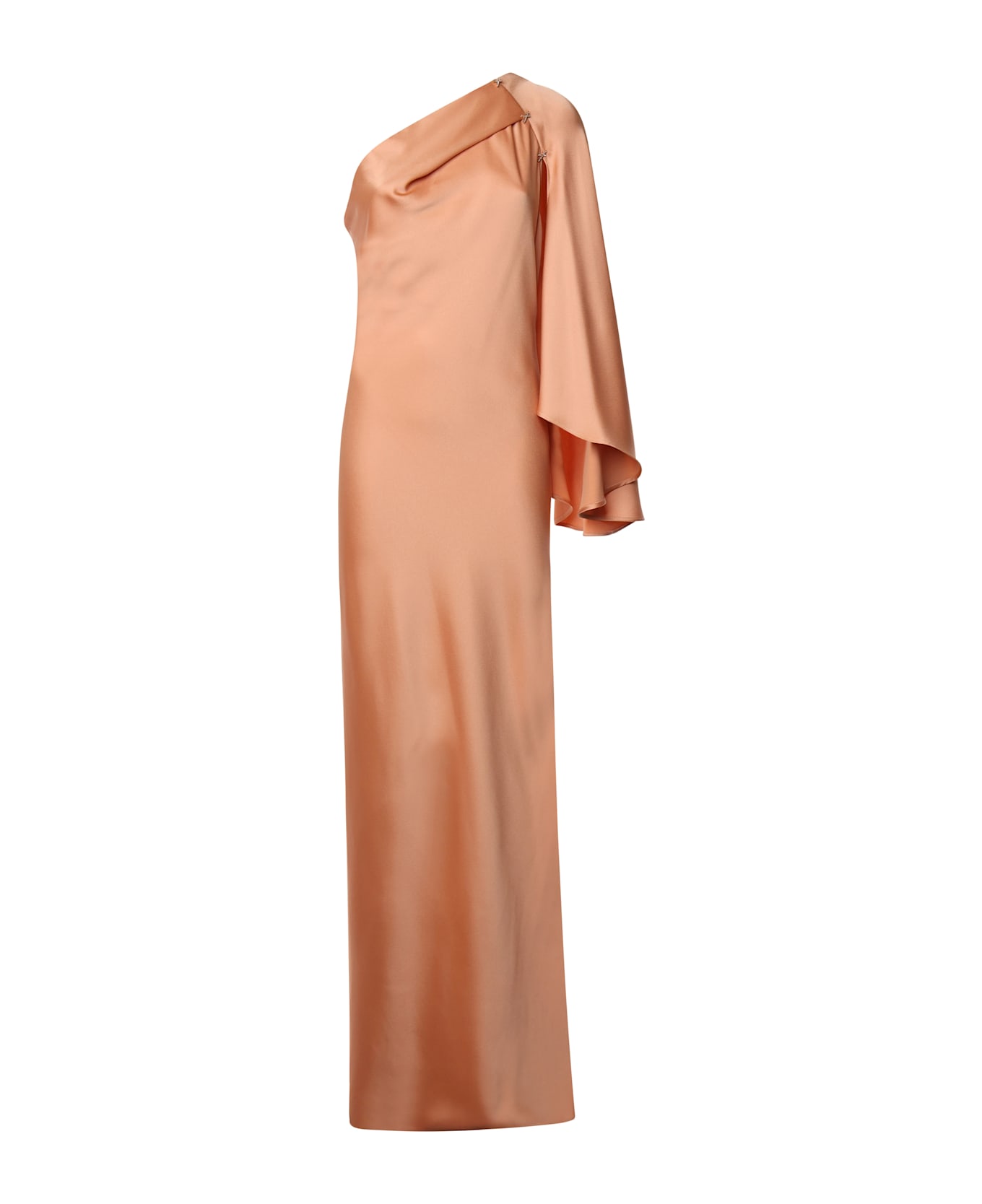 Genny One-shoulder Satin Long Dress - Pink