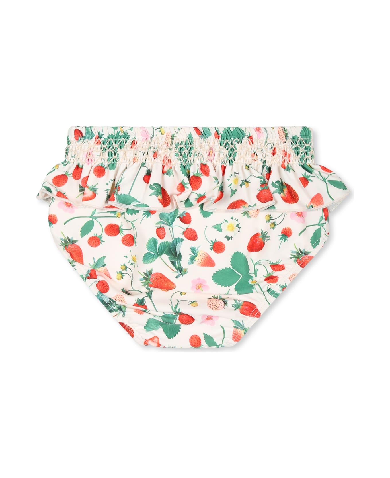 Molo Ivory Swim Briefs For Baby Girl With Strawberries - Ivory