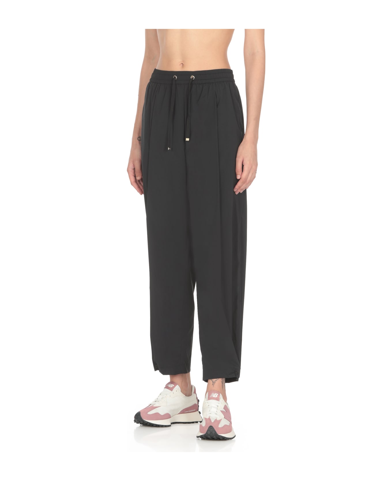 Herno Lightweight Drawstring Cropped Trousers - Black