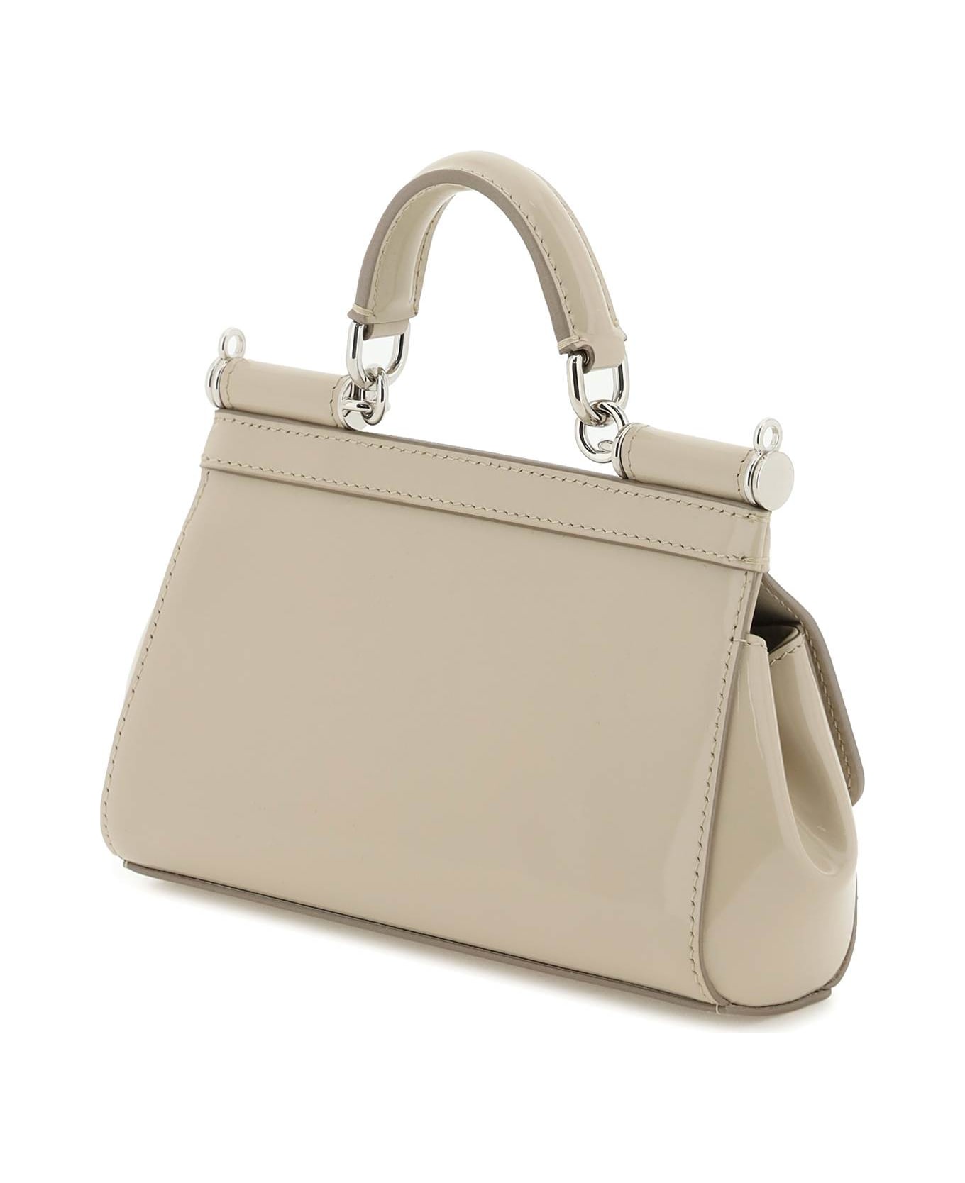 Dolce & Gabbana Patent Leather Small 'sicily' Bag - Beige