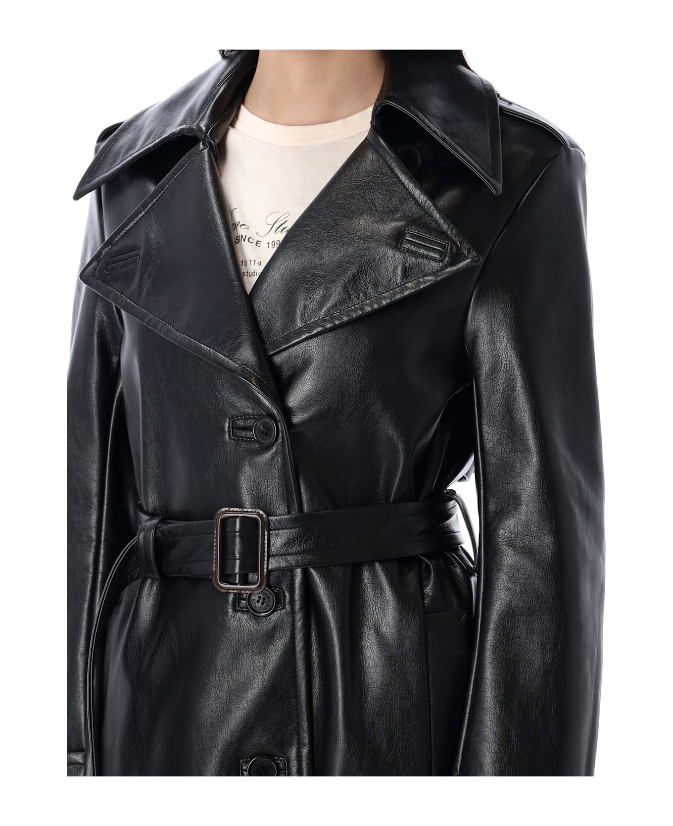 Acne Studios Eco Leather Trench Coat - BLACK