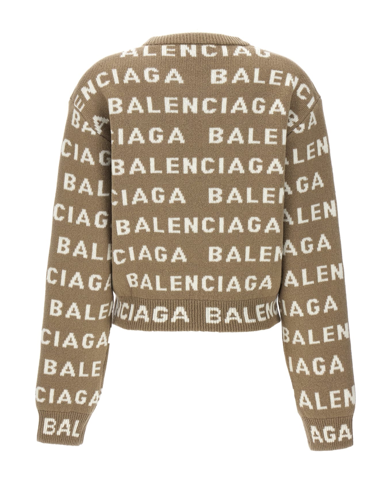 Balenciaga All-over Logo Sweater - Beige